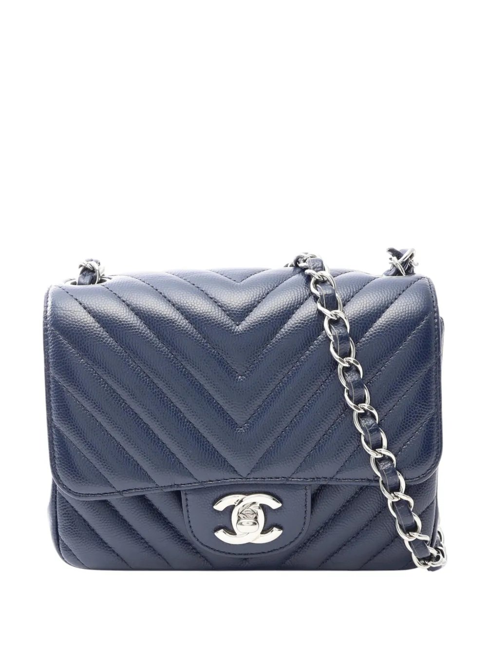 2016-2017 Mini Square Classic Chevron Caviar Single Flap crossbody bag