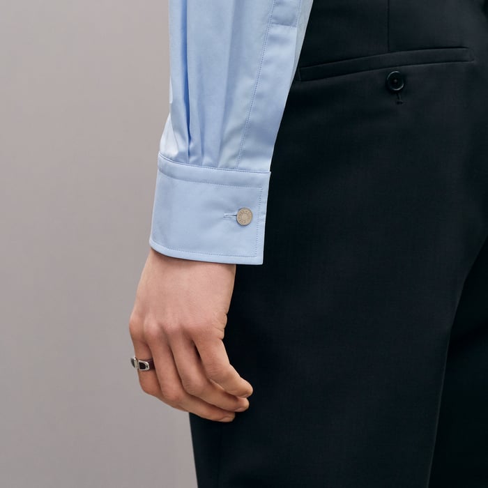 Bleu Pâle Fitted Shirt With Faubourg Collar