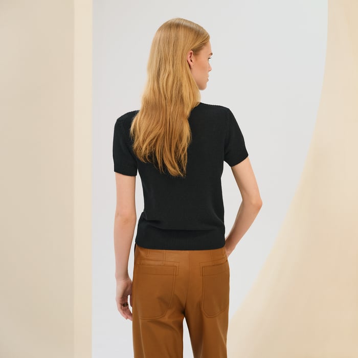 Noir Cashmere Short-sleeve Sweater