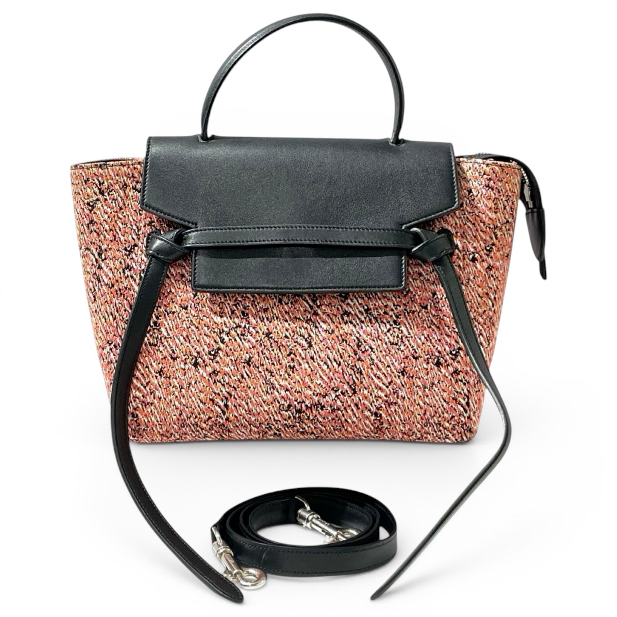 Belt tweed handbag