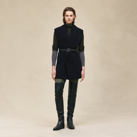 Cardigan ceinturé sans manches en cachemire