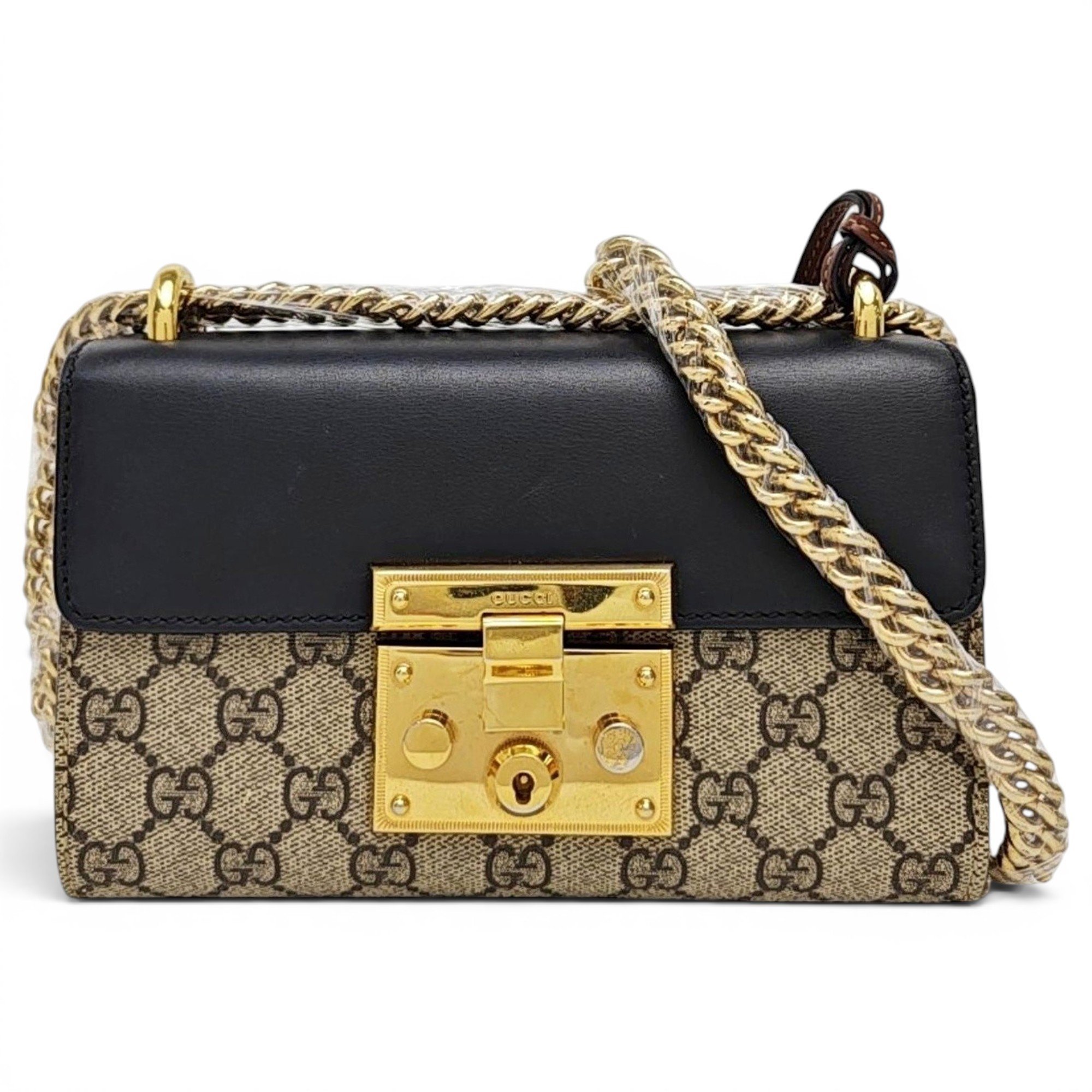 Padlock leather handbag