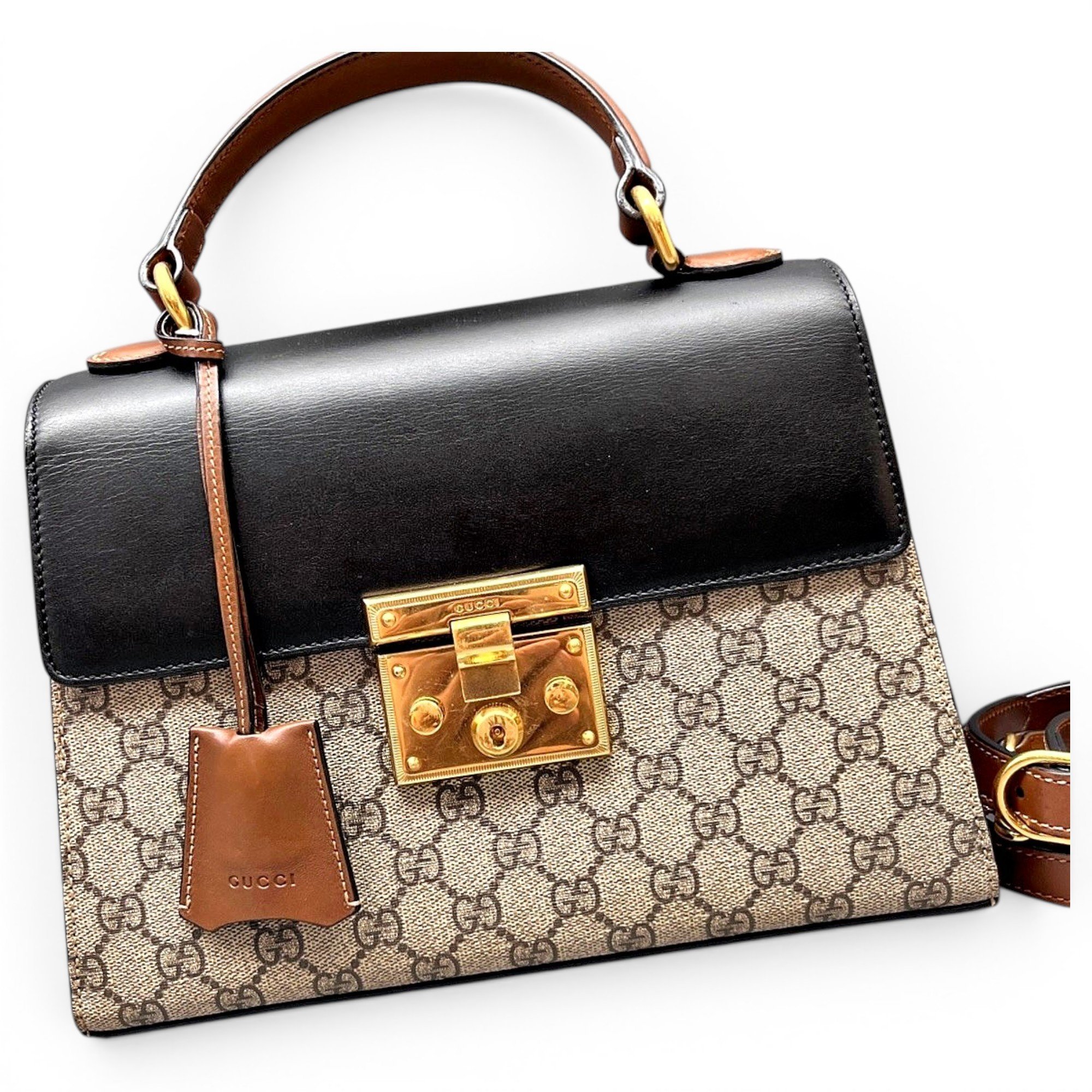 Padlock leather handbag
