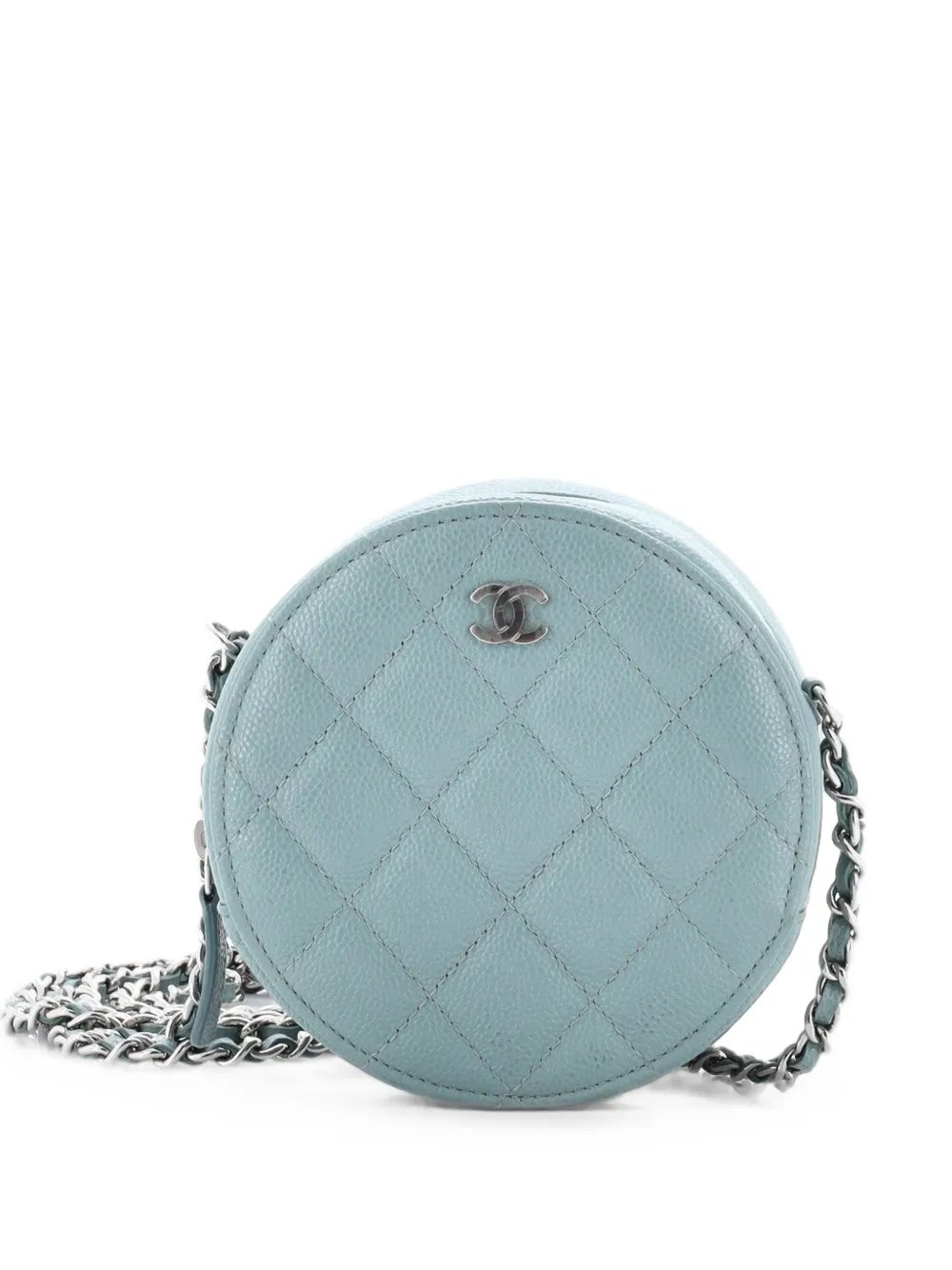 Round Clutch with Chain Quilted Caviar Mini crossbody bag