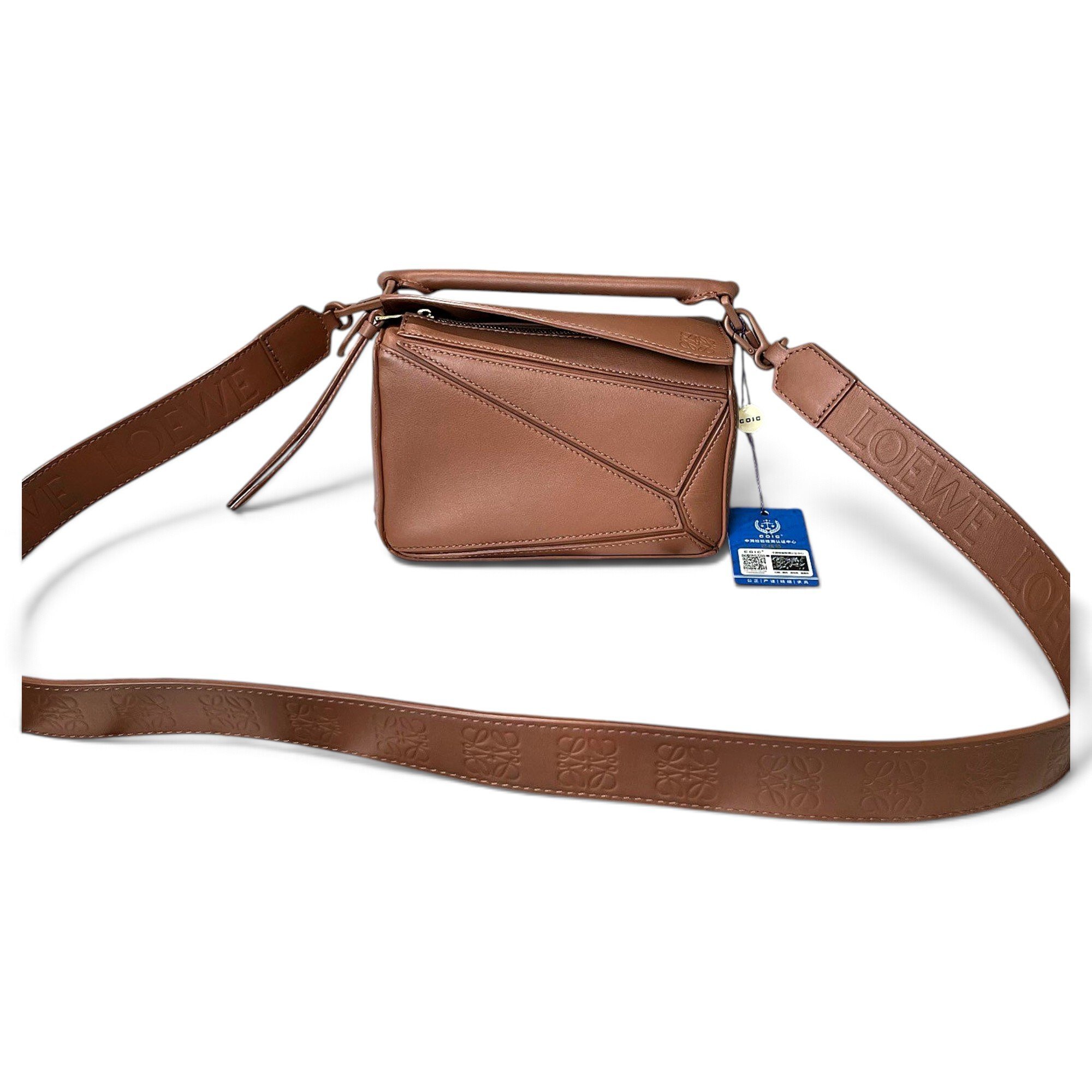 Puzzle leather handbag
