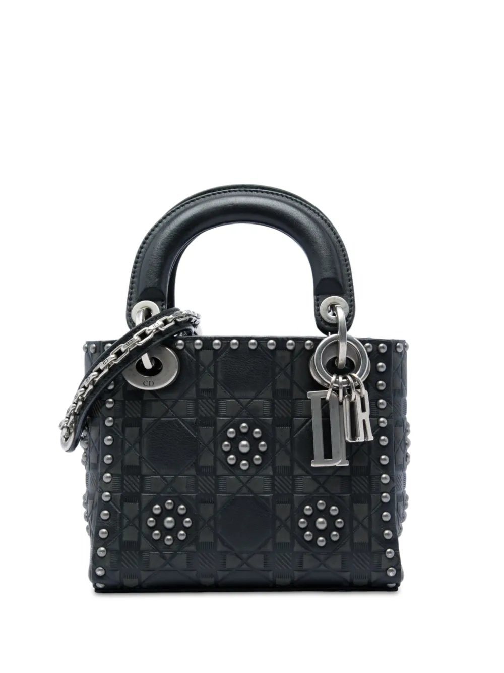 Dior 2017 Mini Calfskin Cannage Studded Flower Lady Dior satchel