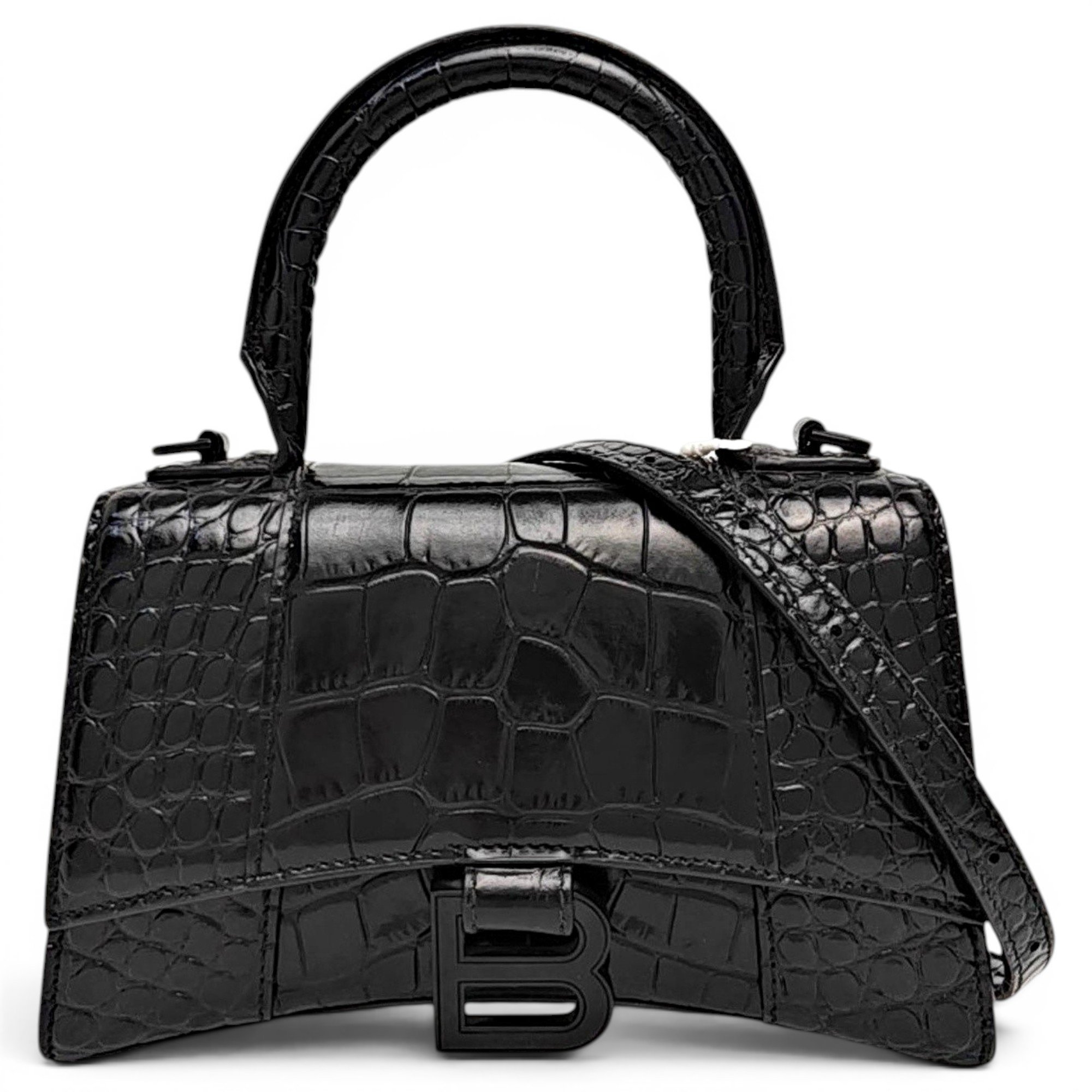 Hourglass leather handbag