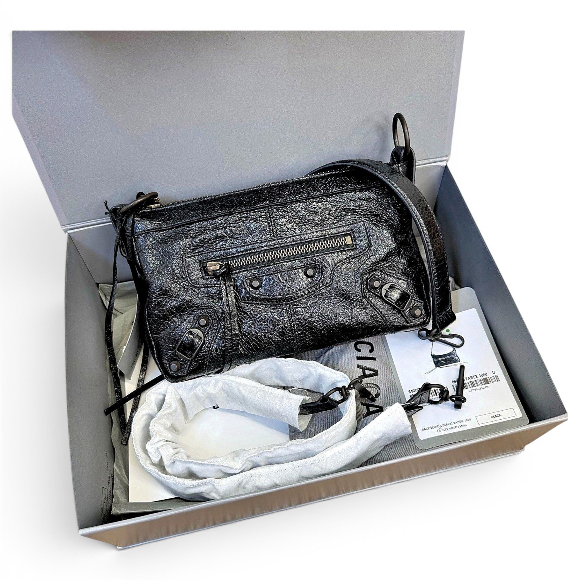 Balenciaga B leather crossbody bag