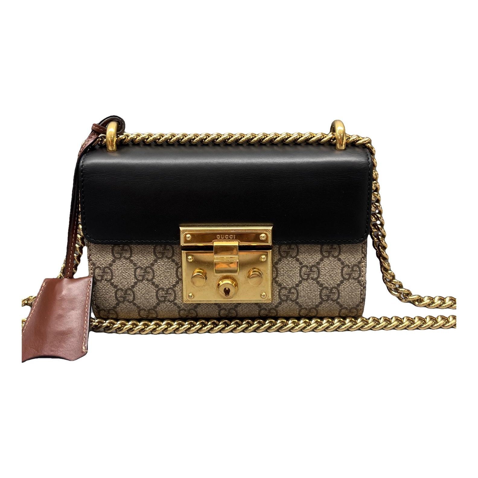 Padlock leather handbag