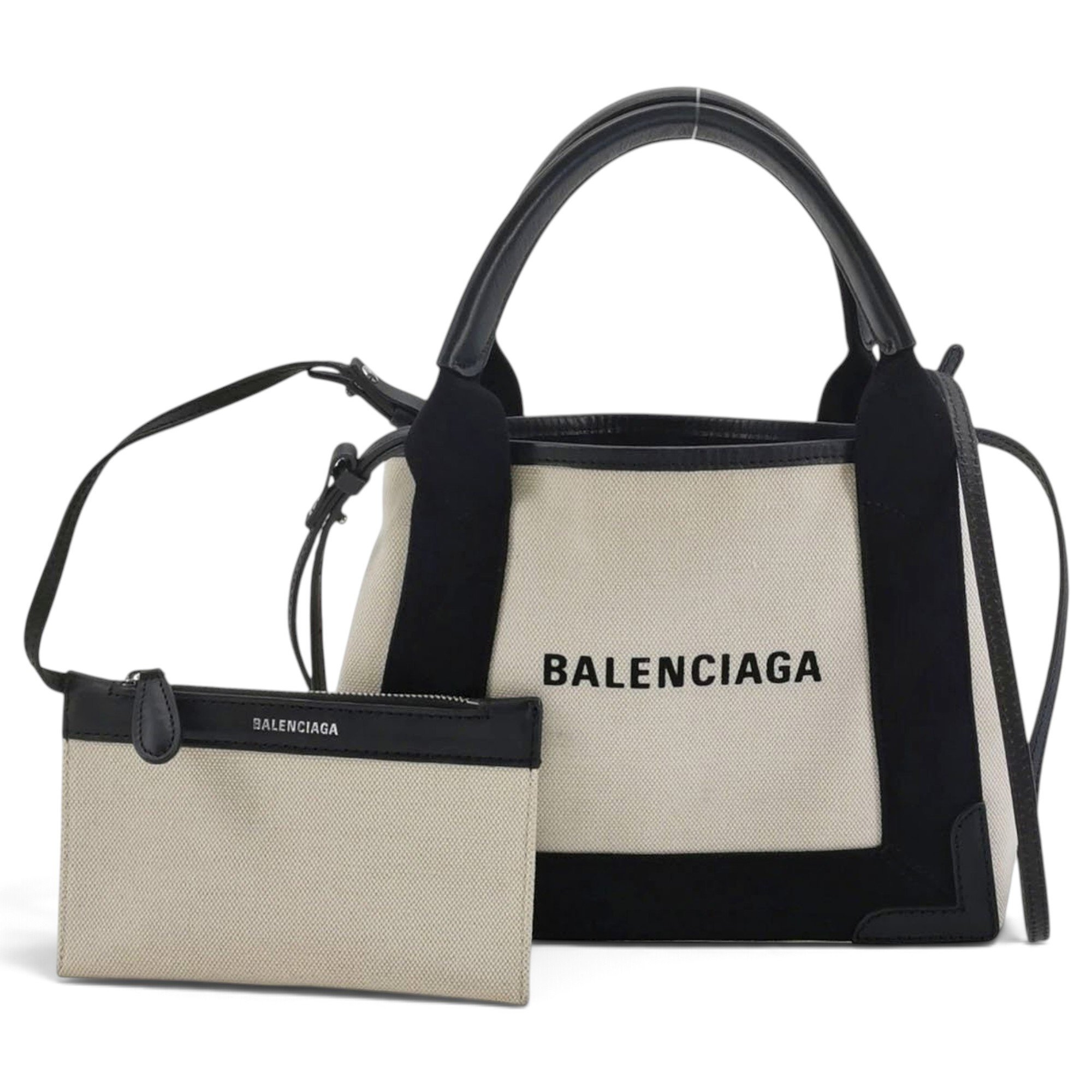 Navy cabas leather handbag