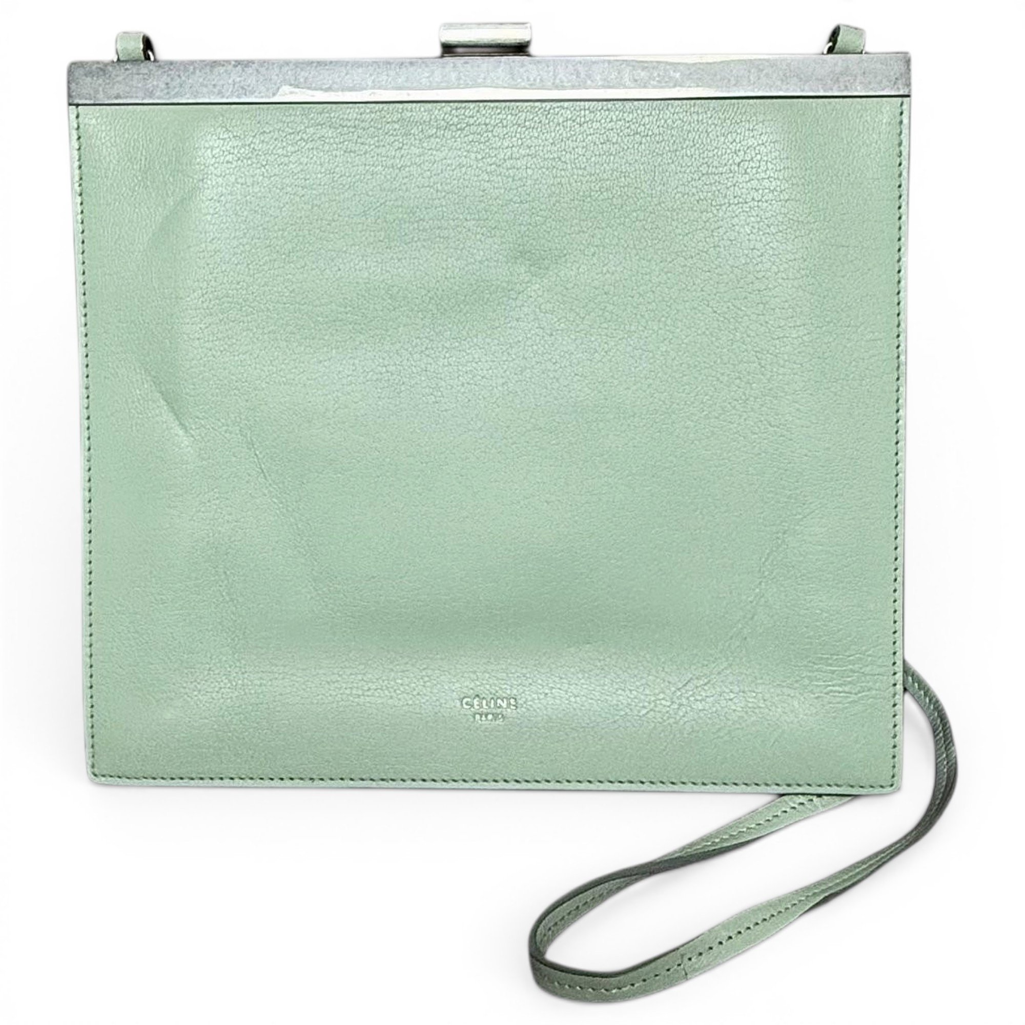 Clasp leather handbag