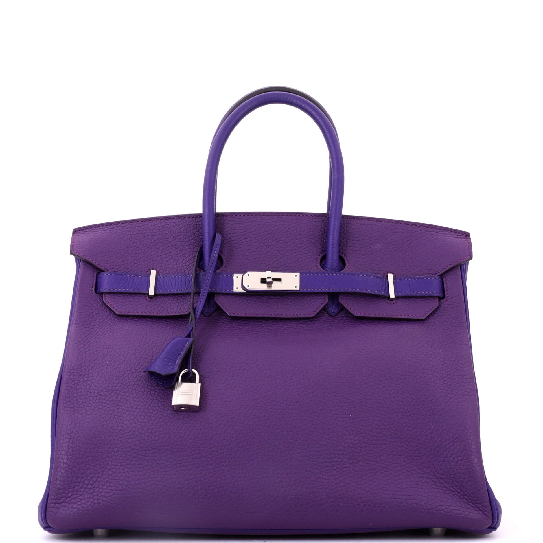 Hermes Birkin Handbag Bicolor Clemence with Palladium Hardware 35