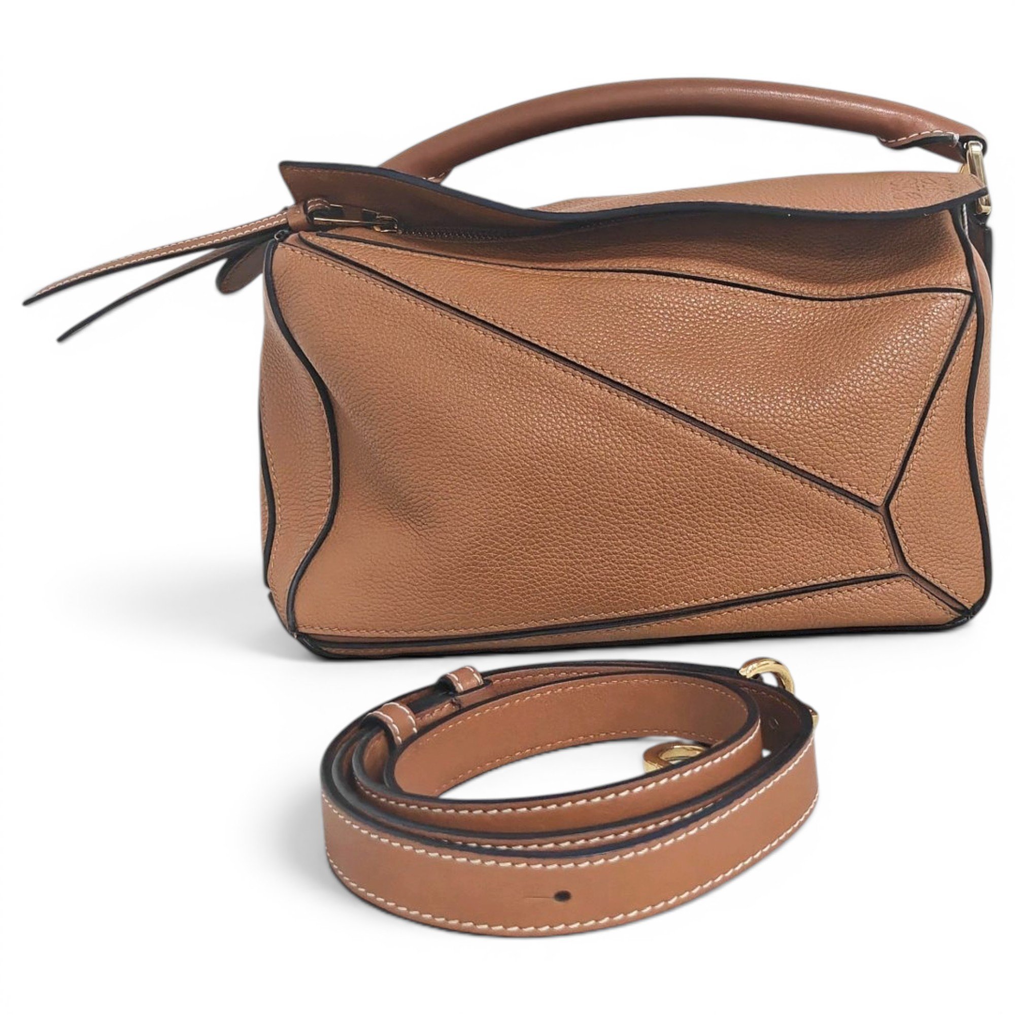 Puzzle leather handbag
