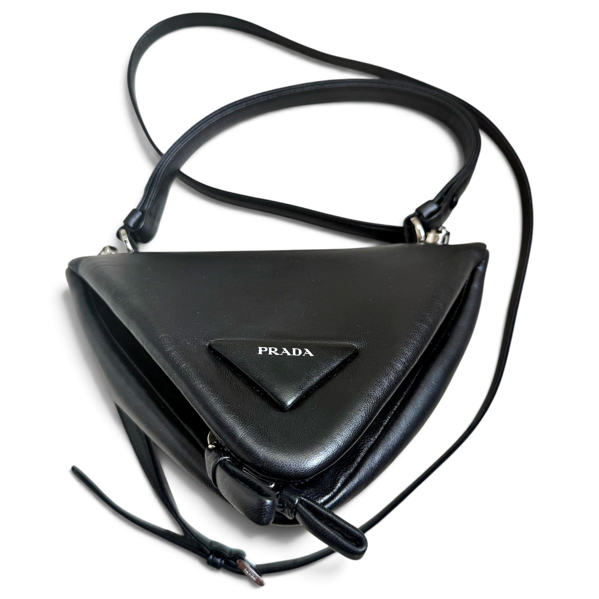 Triangle leather crossbody bag