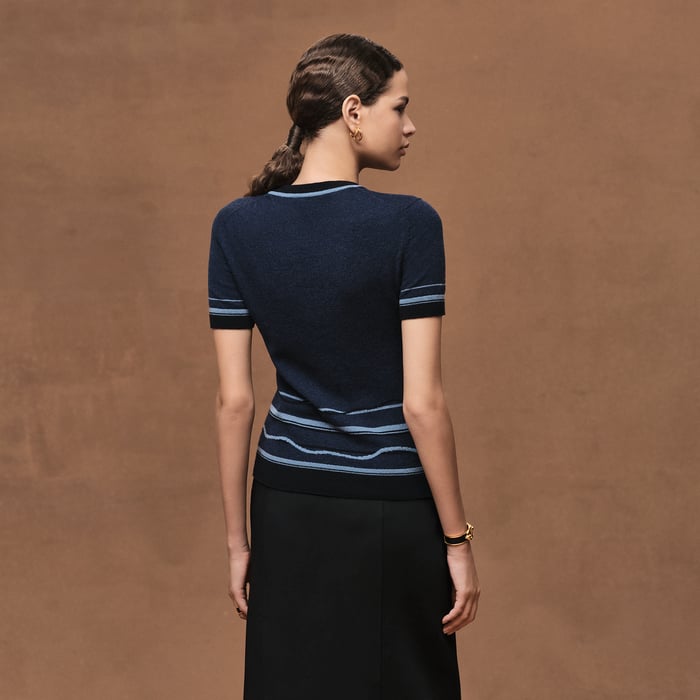 Bleu Lagune "Ex-libris" Short-sleeve Sweater