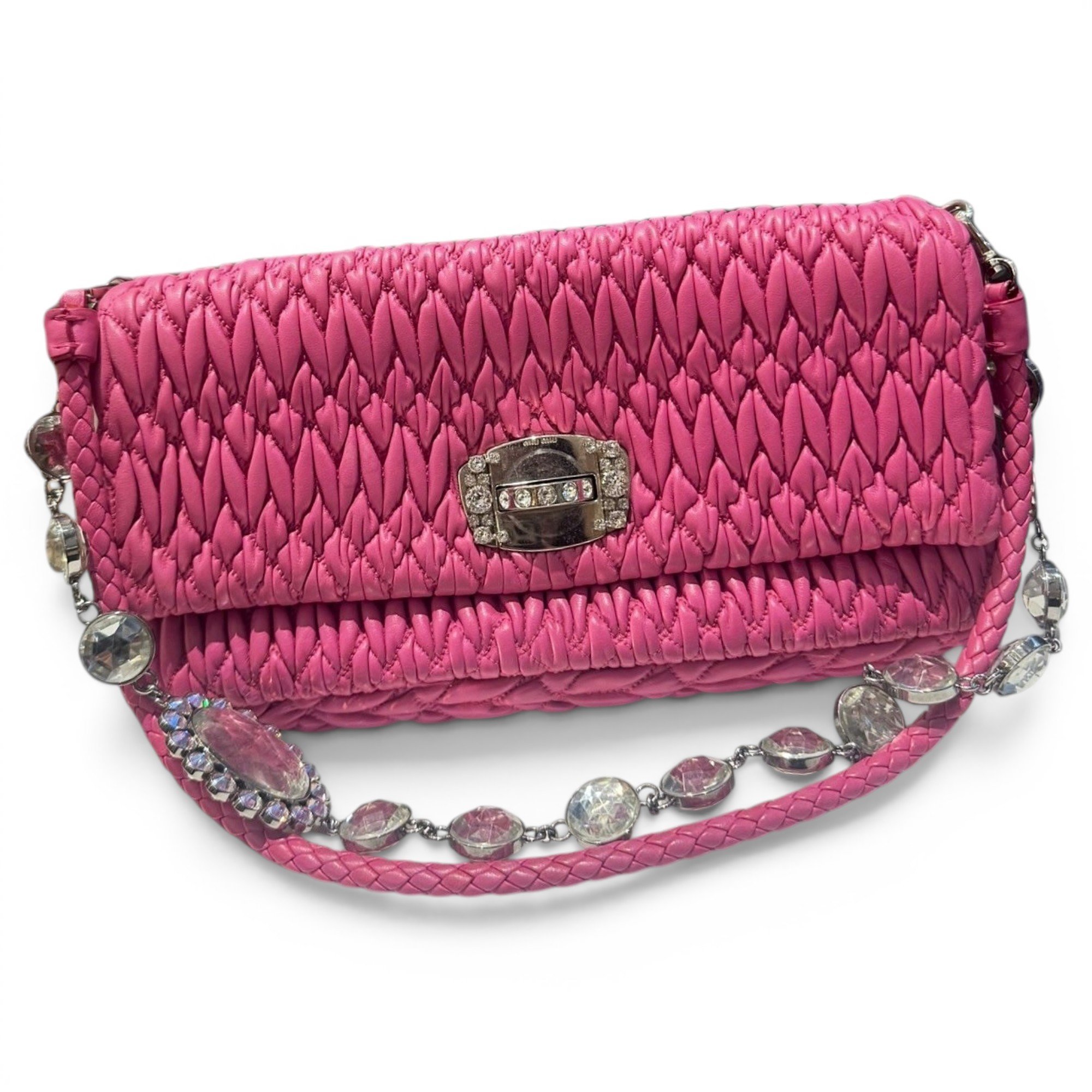 Miu Crystal leather handbag
