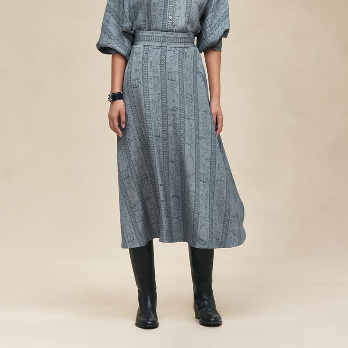 Bleu Adriatique "Cahier Du Colporteur" Straight Skirt