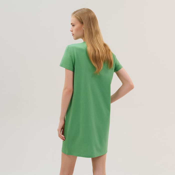 Vert Opaline Embroidered Pocket Dress
