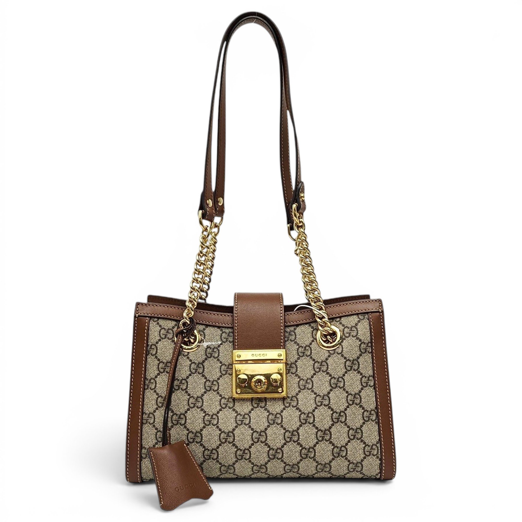 Padlock leather handbag