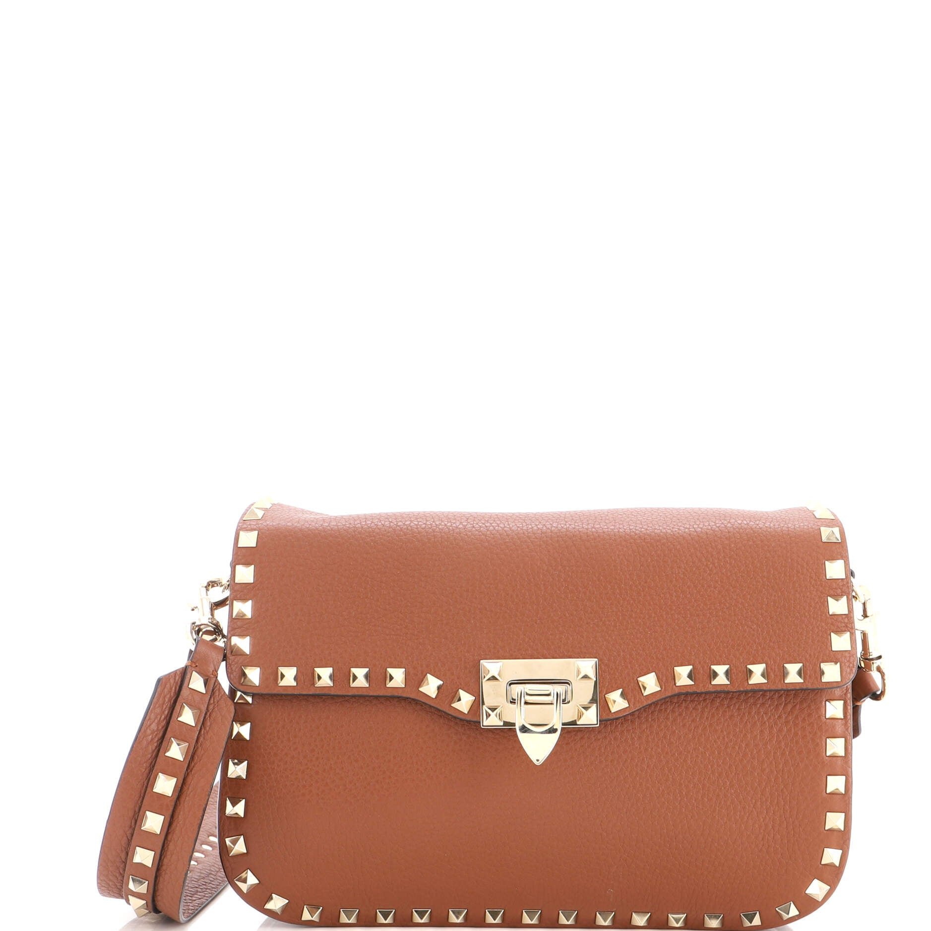 Rockstud Flip Lock Flap Bag Leather Large