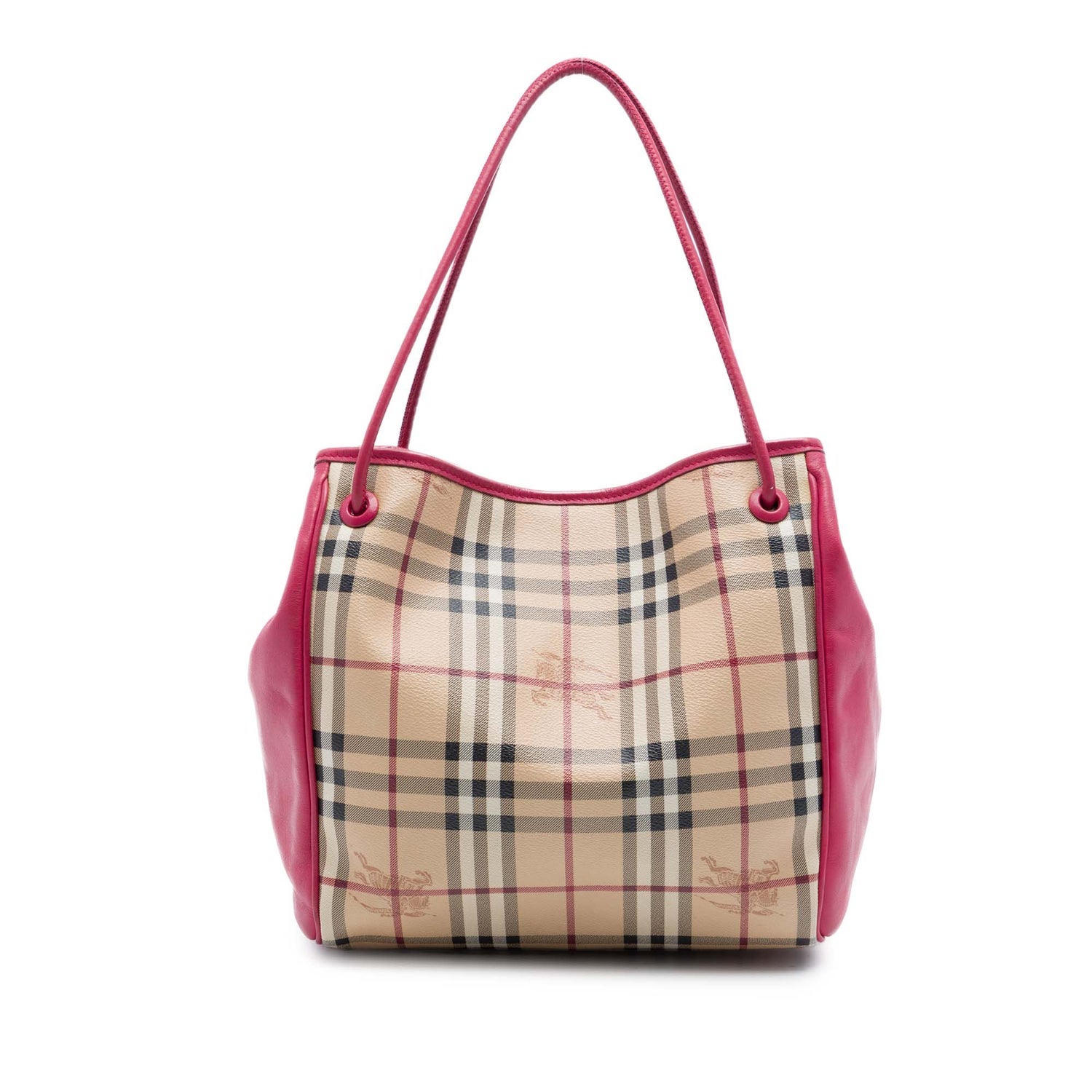 Calf Leather Small Haymarket Check Coated Canvas and Calfskin Canterbury Tote