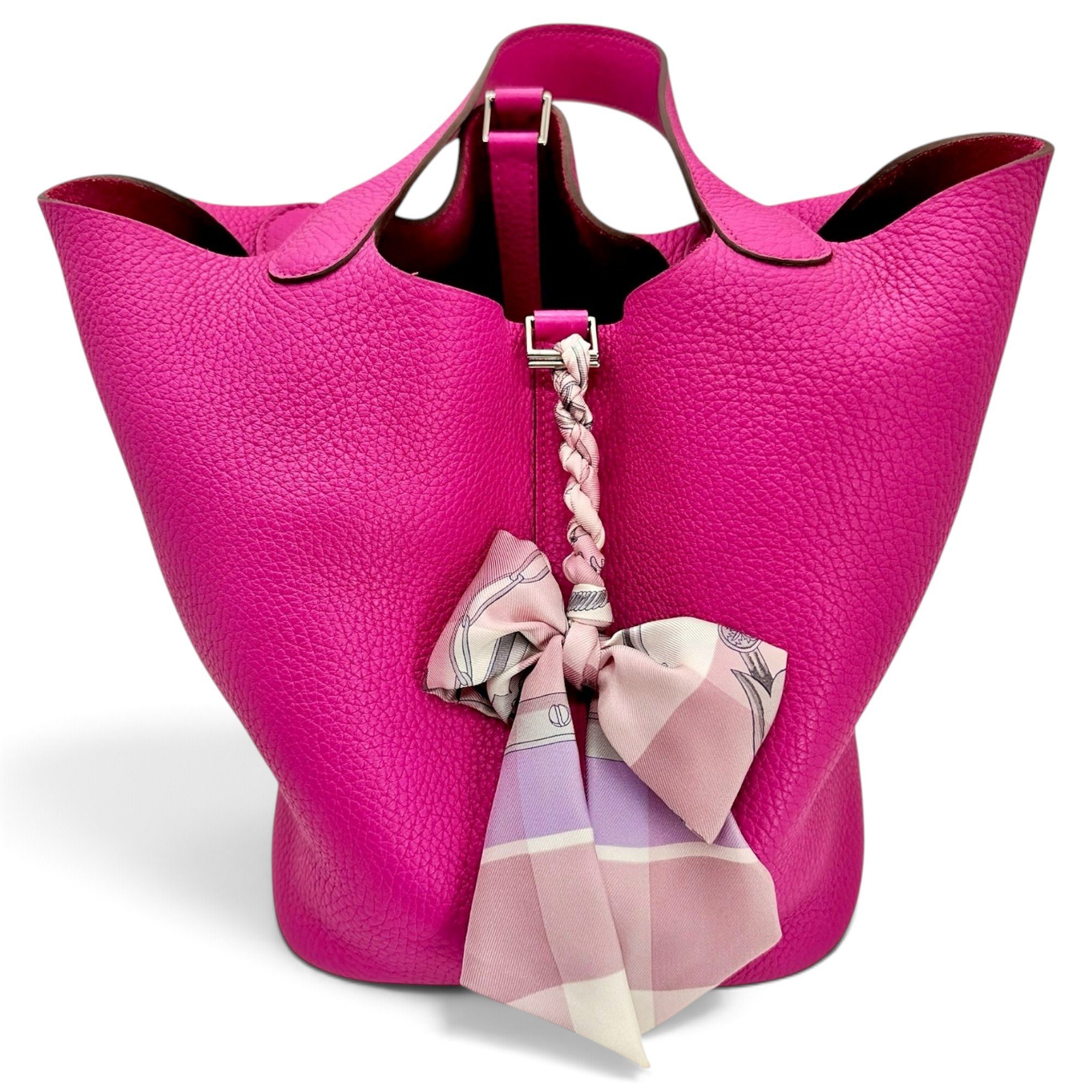 Hermes Picotin Handbag Rose Pourpre Clemence Leather
