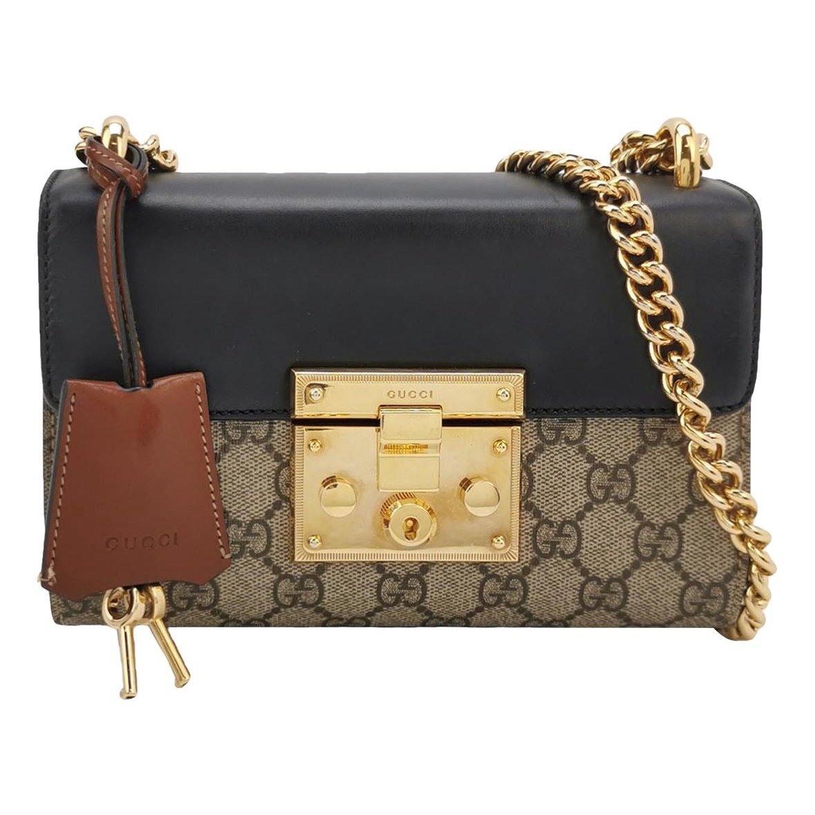 Padlock leather handbag