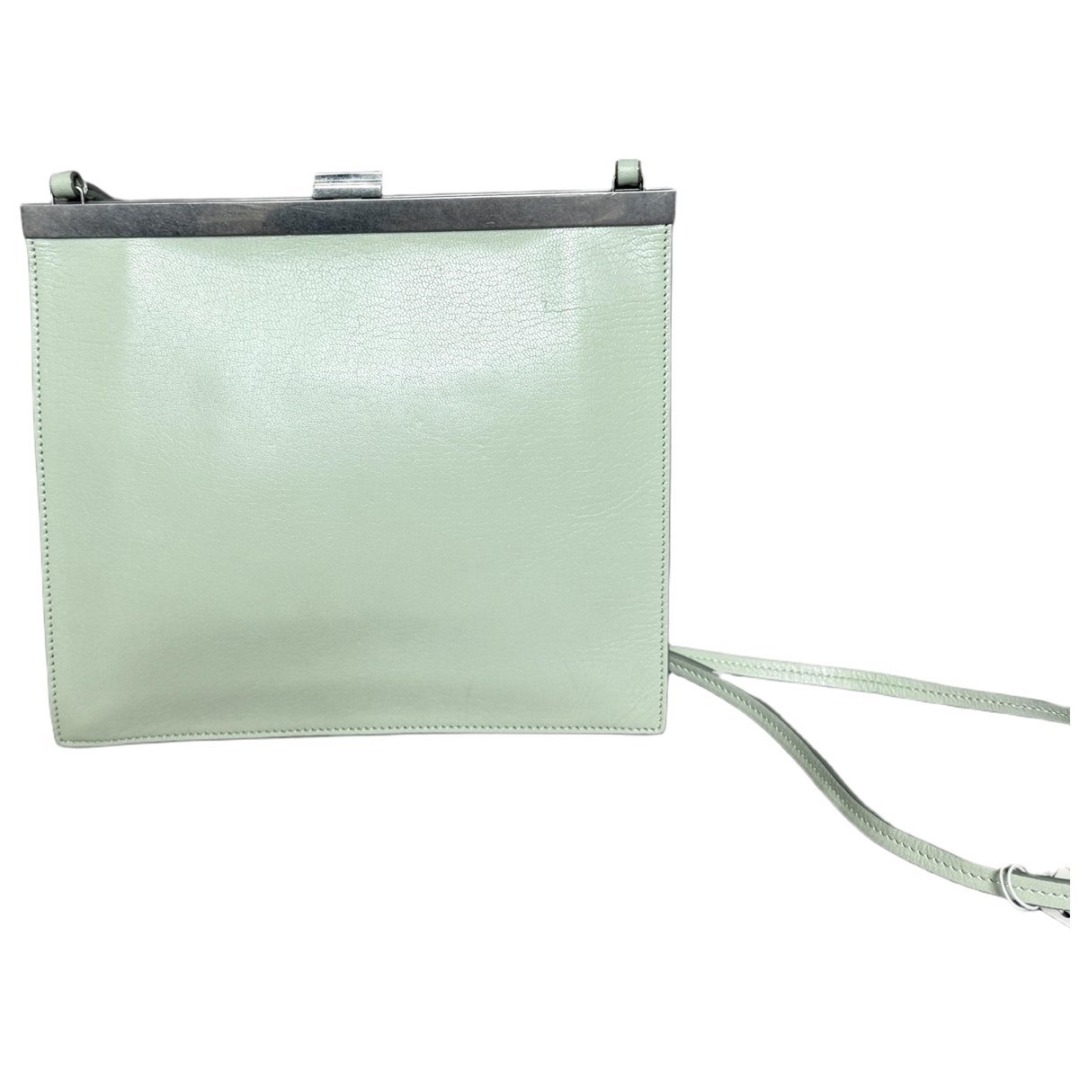 Clasp leather handbag