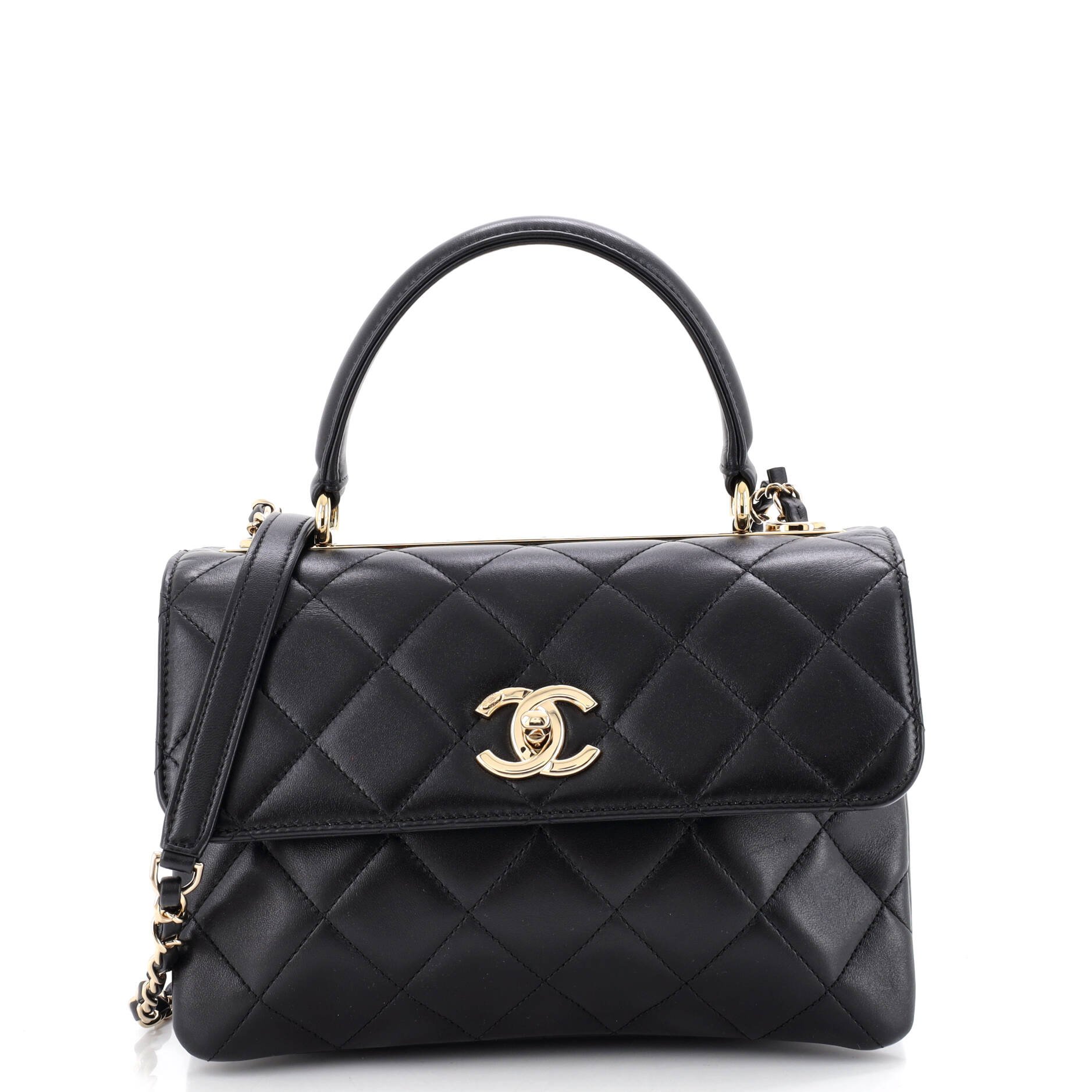 Trendy CC Top Handle Bag Quilted Lambskin Small