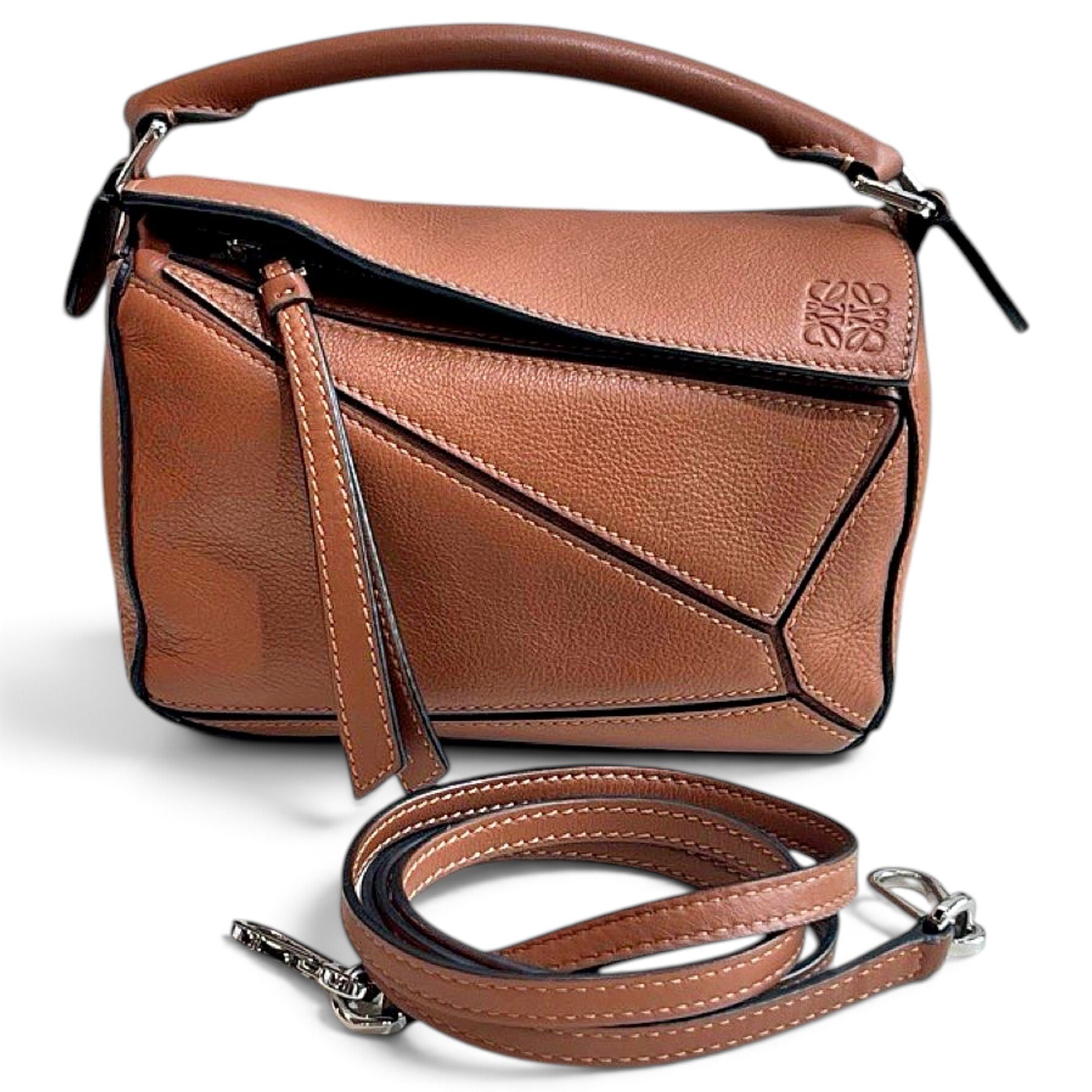 Puzzle leather crossbody bag