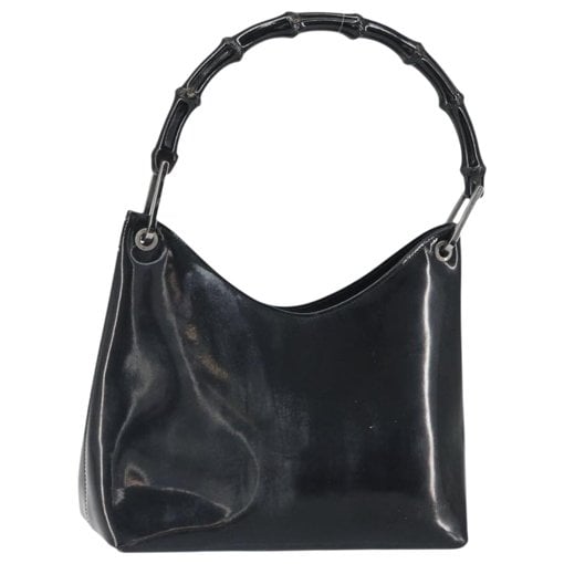 Bamboo patent leather handbag