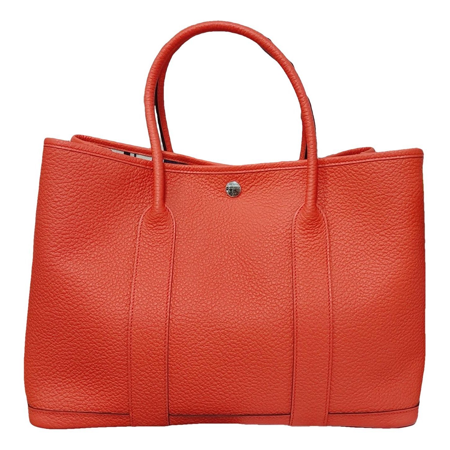Hermes Garden Party Handbag Orange Togo Leather