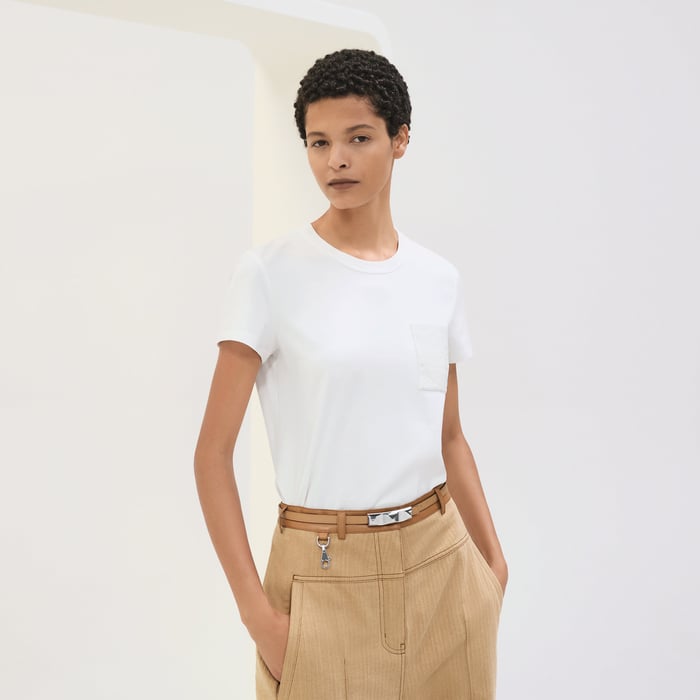 Blanc Camiseta Com Bolso Bordado