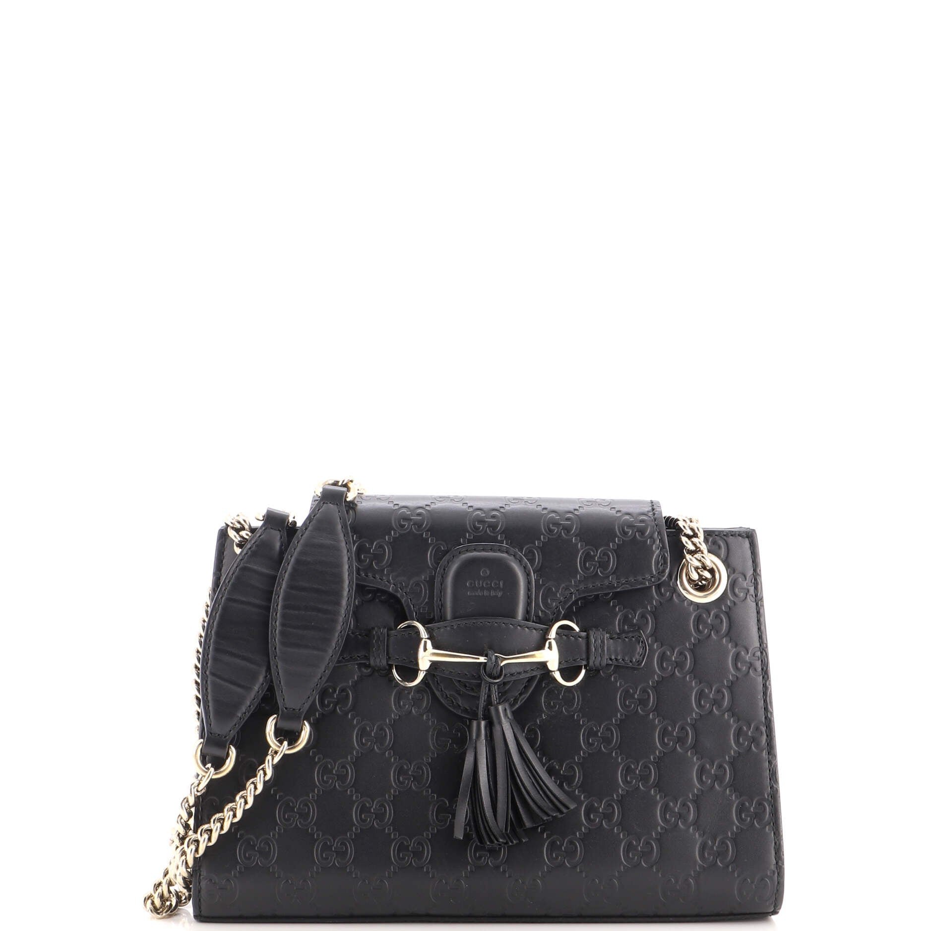 Emily Chain Flap Shoulder Bag Guccissima Leather Small