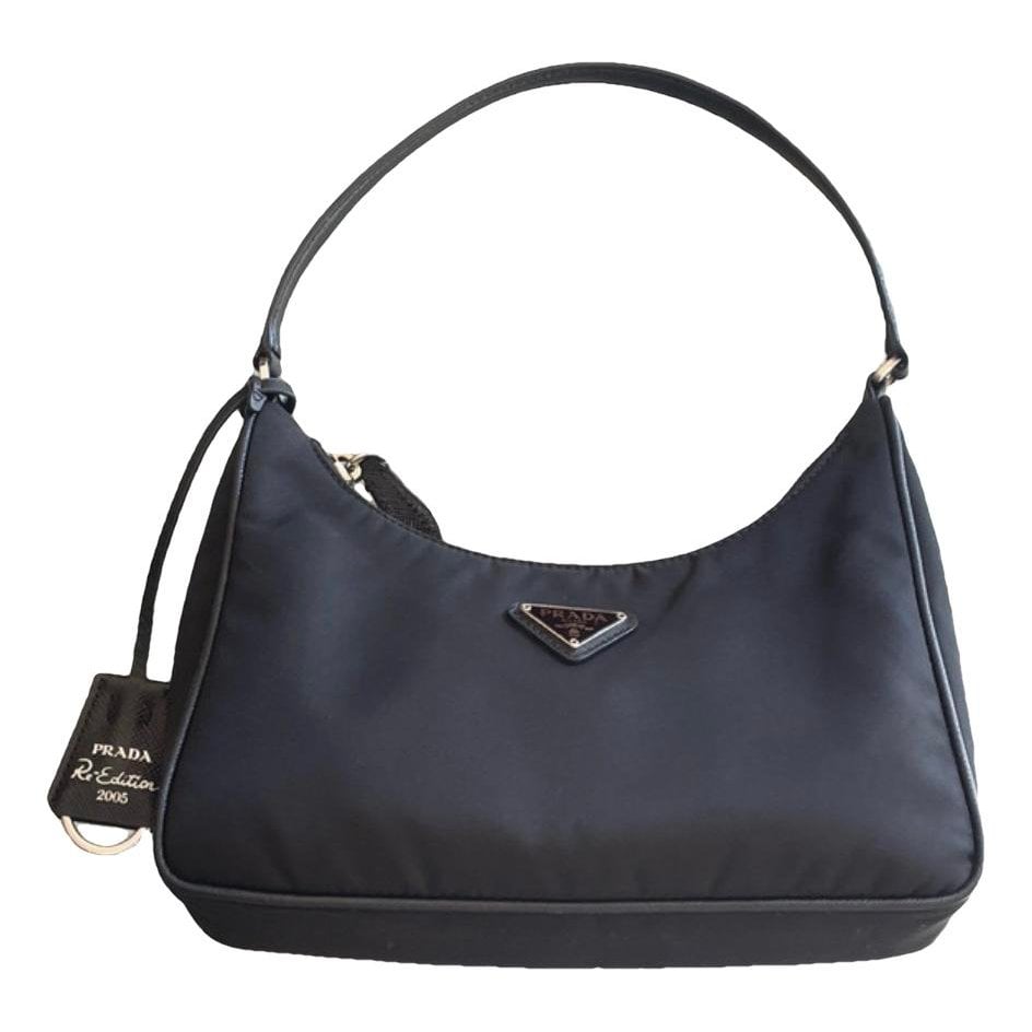 Re-Nylon leather clutch bag