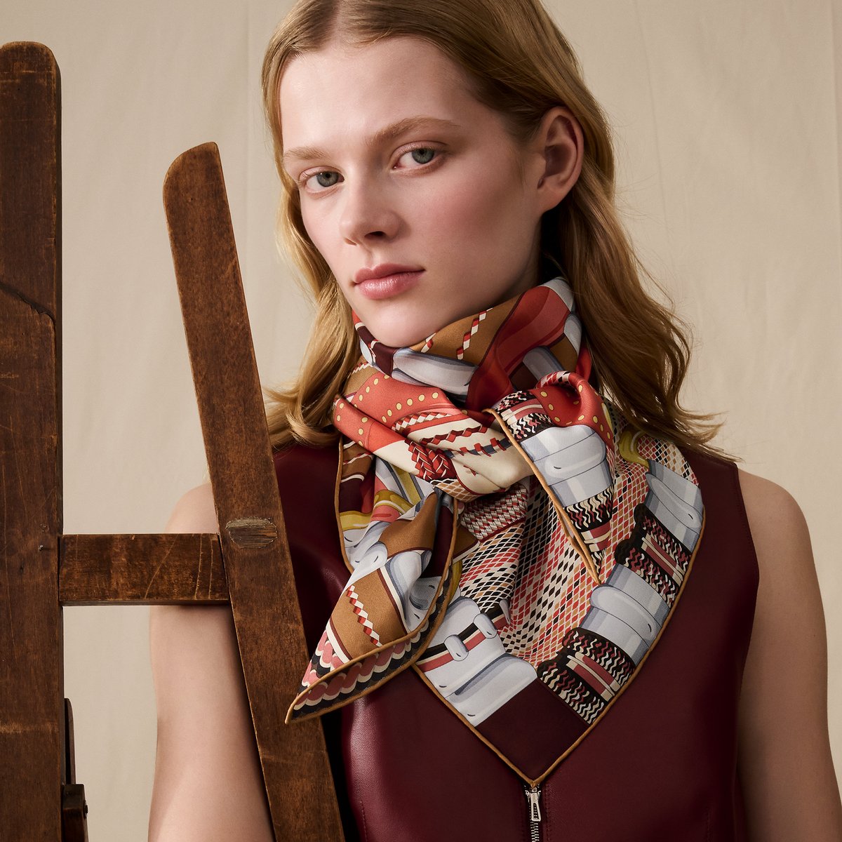 Hermès Flora y Plata scarf 90 Caramel/Corail/Gris | BagUSeek