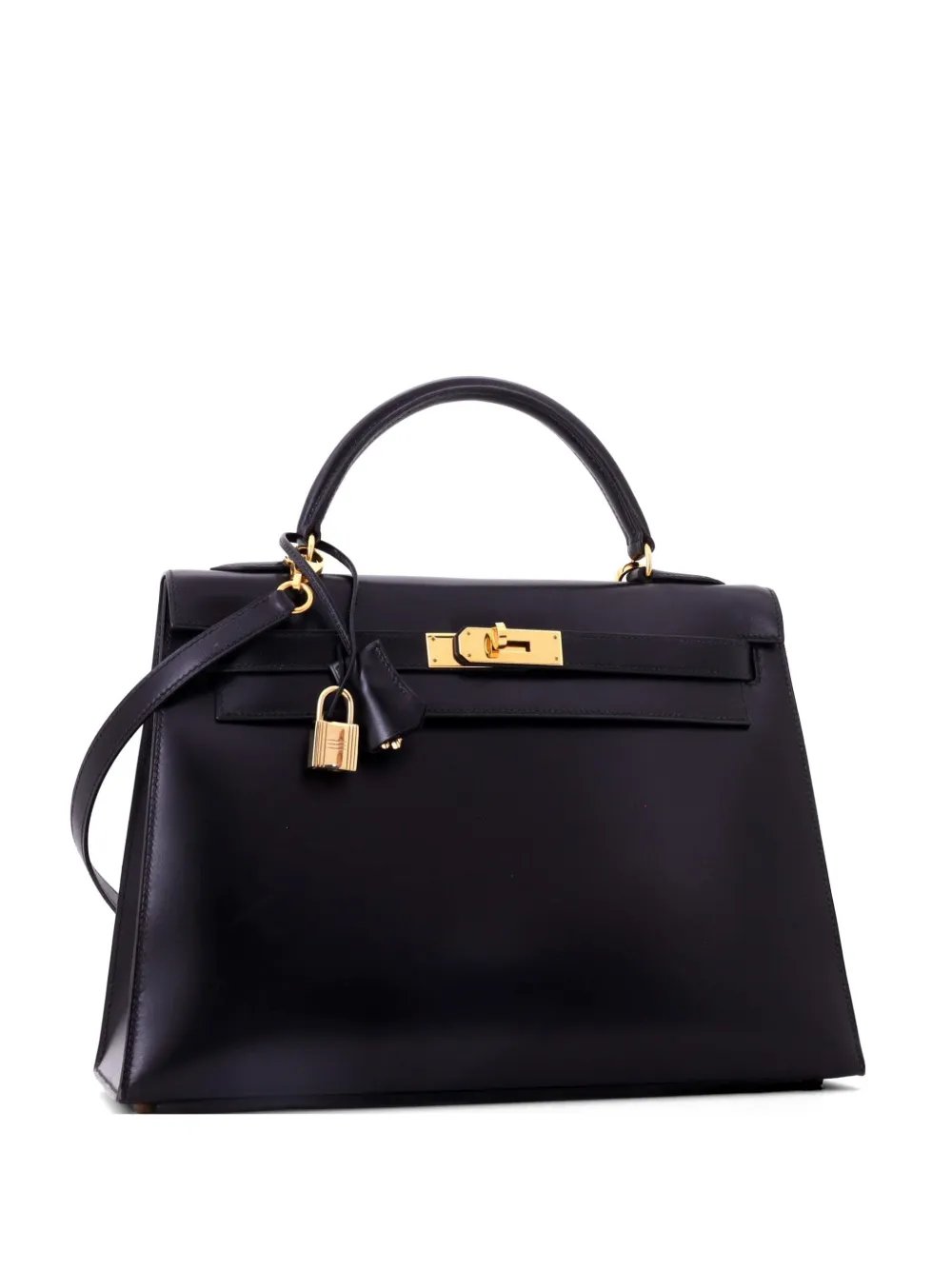 Hermes Kelly Handbag Black Box Calf with Gold Hardware 32 satchel