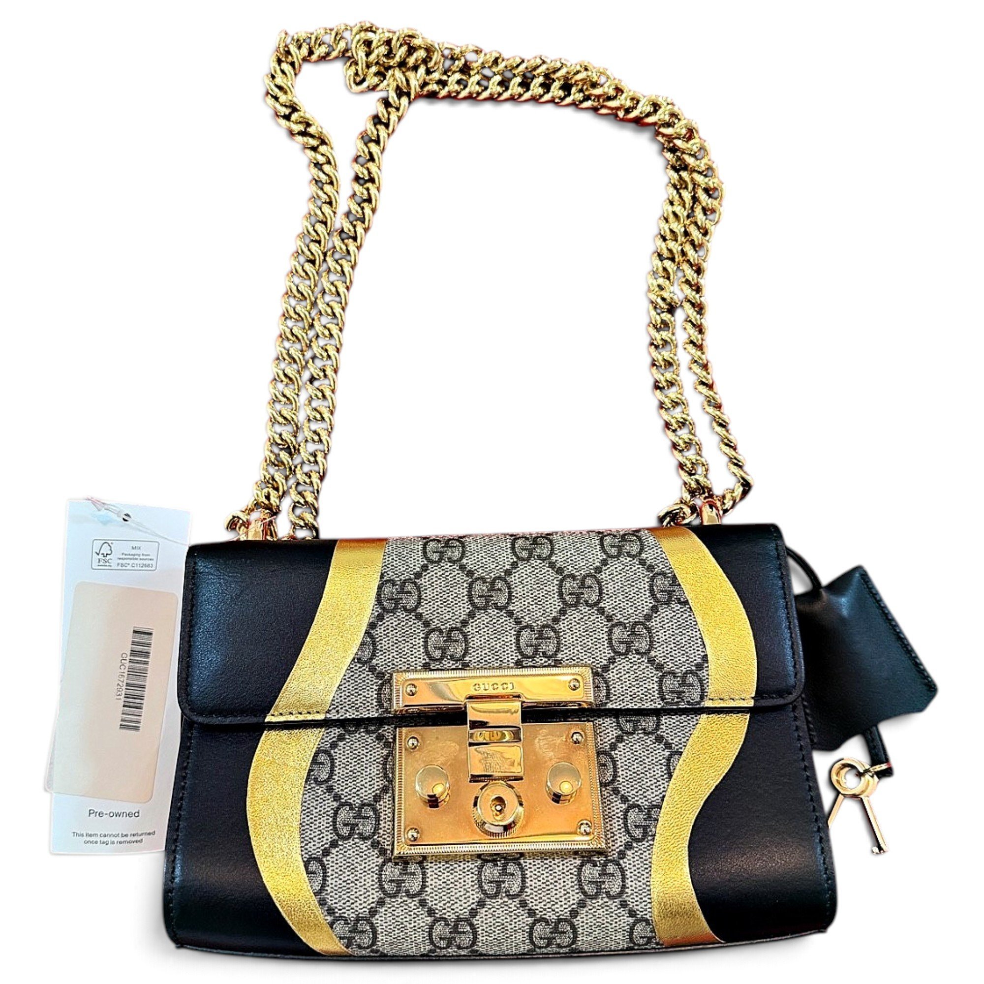 Padlock leather handbag