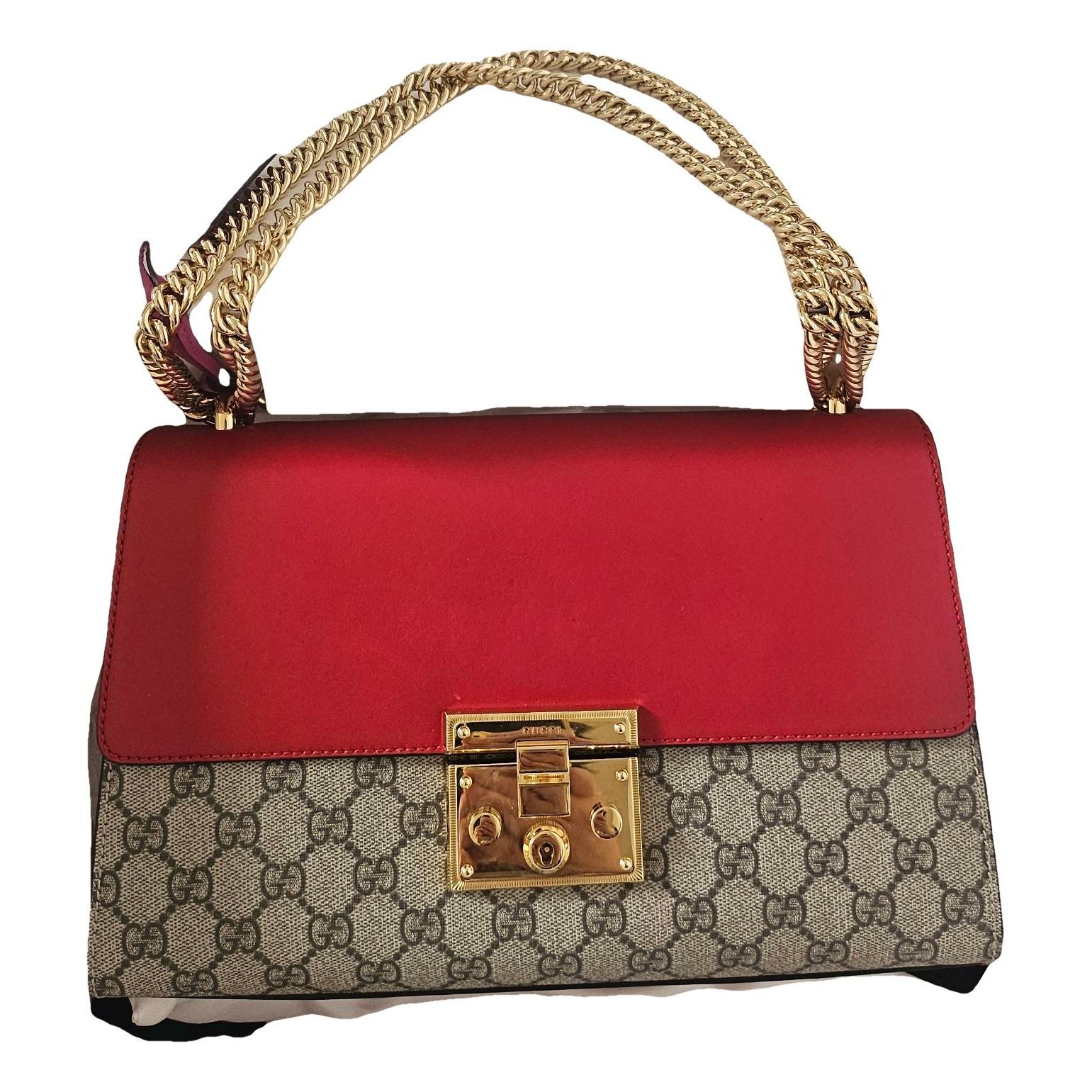 Padlock patent leather handbag