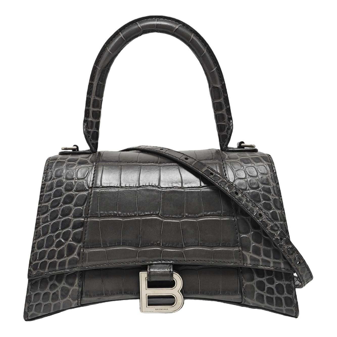 Hourglass leather handbag