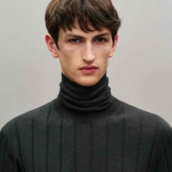 Anthracite "Cotes Et Maillons" Turtleneck Sweater