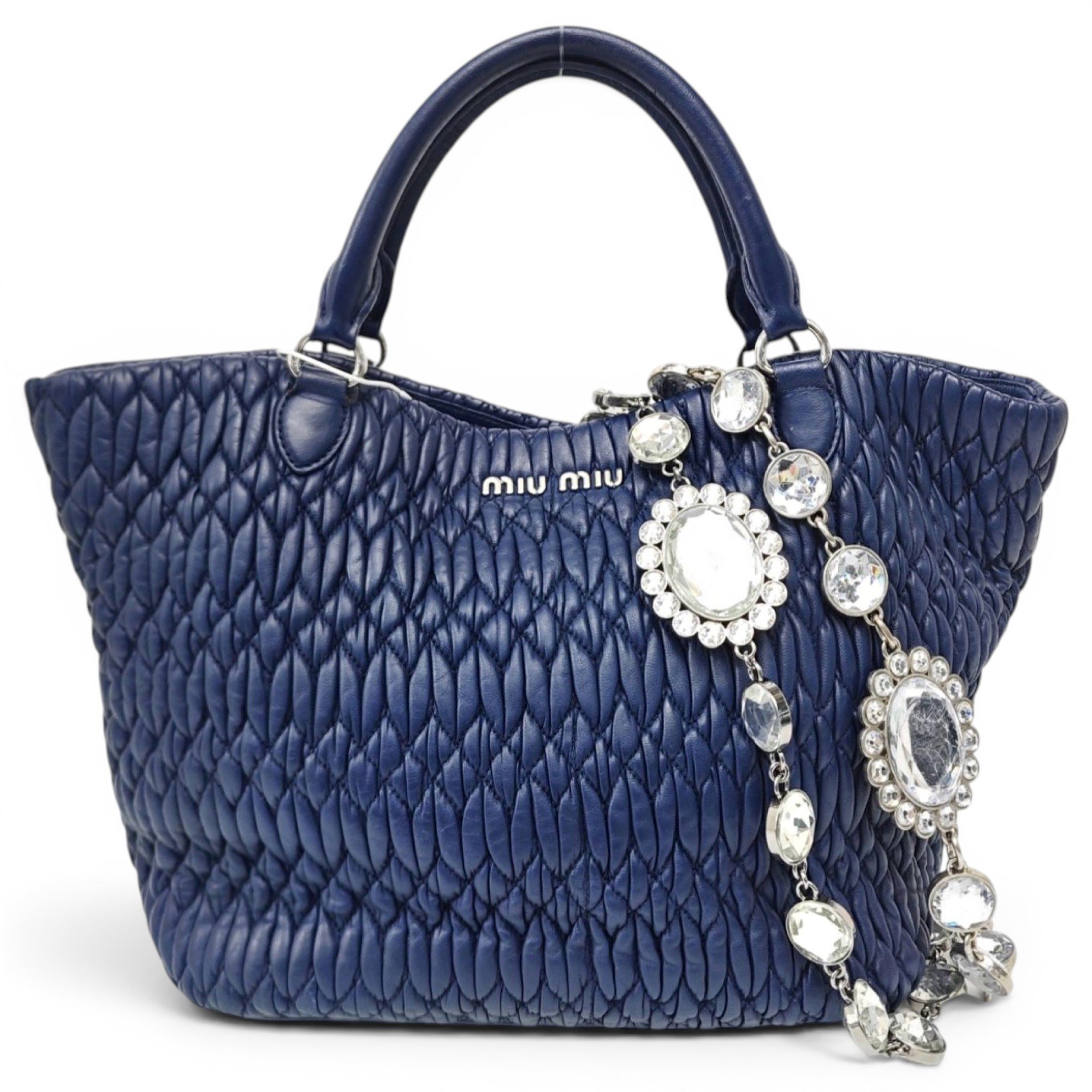Miu Crystal leather handbag