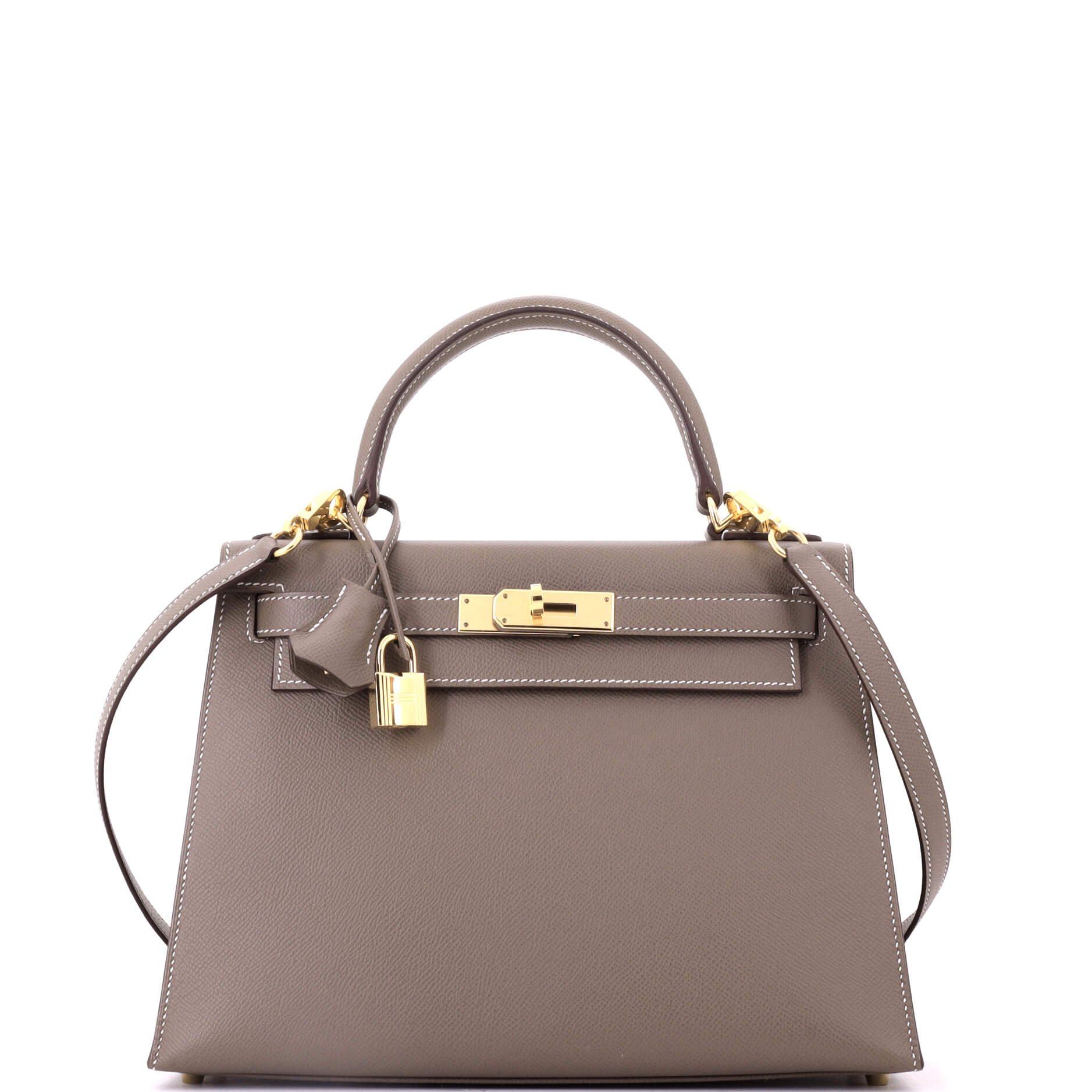 Kelly Handbag Grey Epsom with Gold Hardware 28