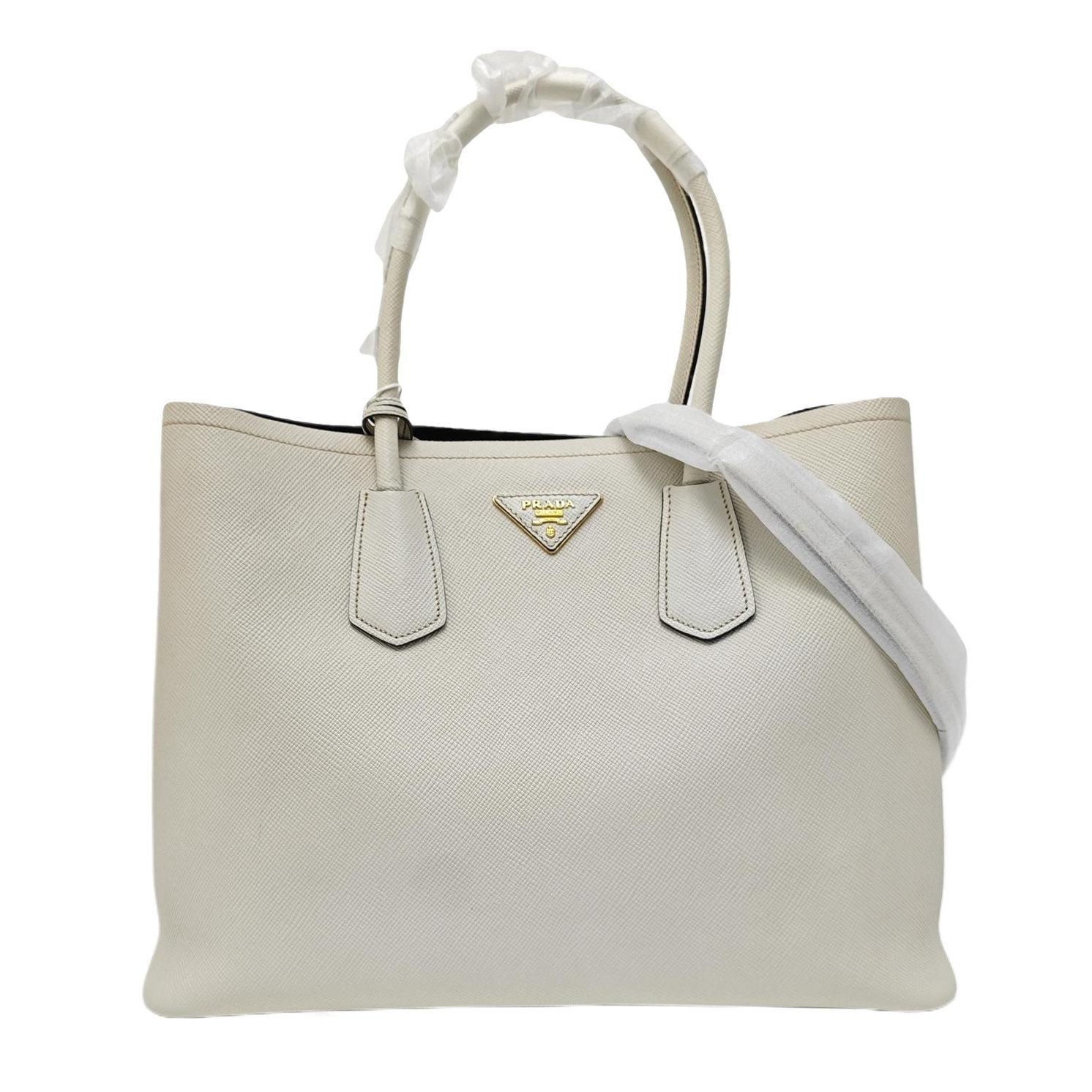 Double leather handbag
