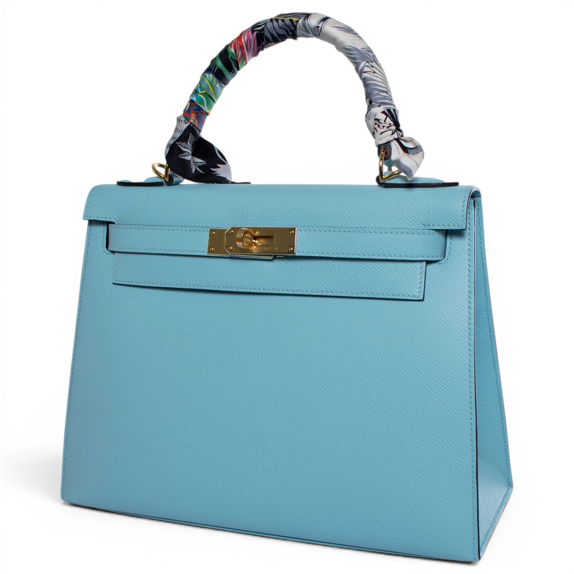 Hermes Kelly 28 Handbag Bleu Atoll Epsom Leather 2020