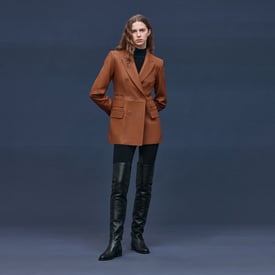 Veste tailleur double croisure en cuir