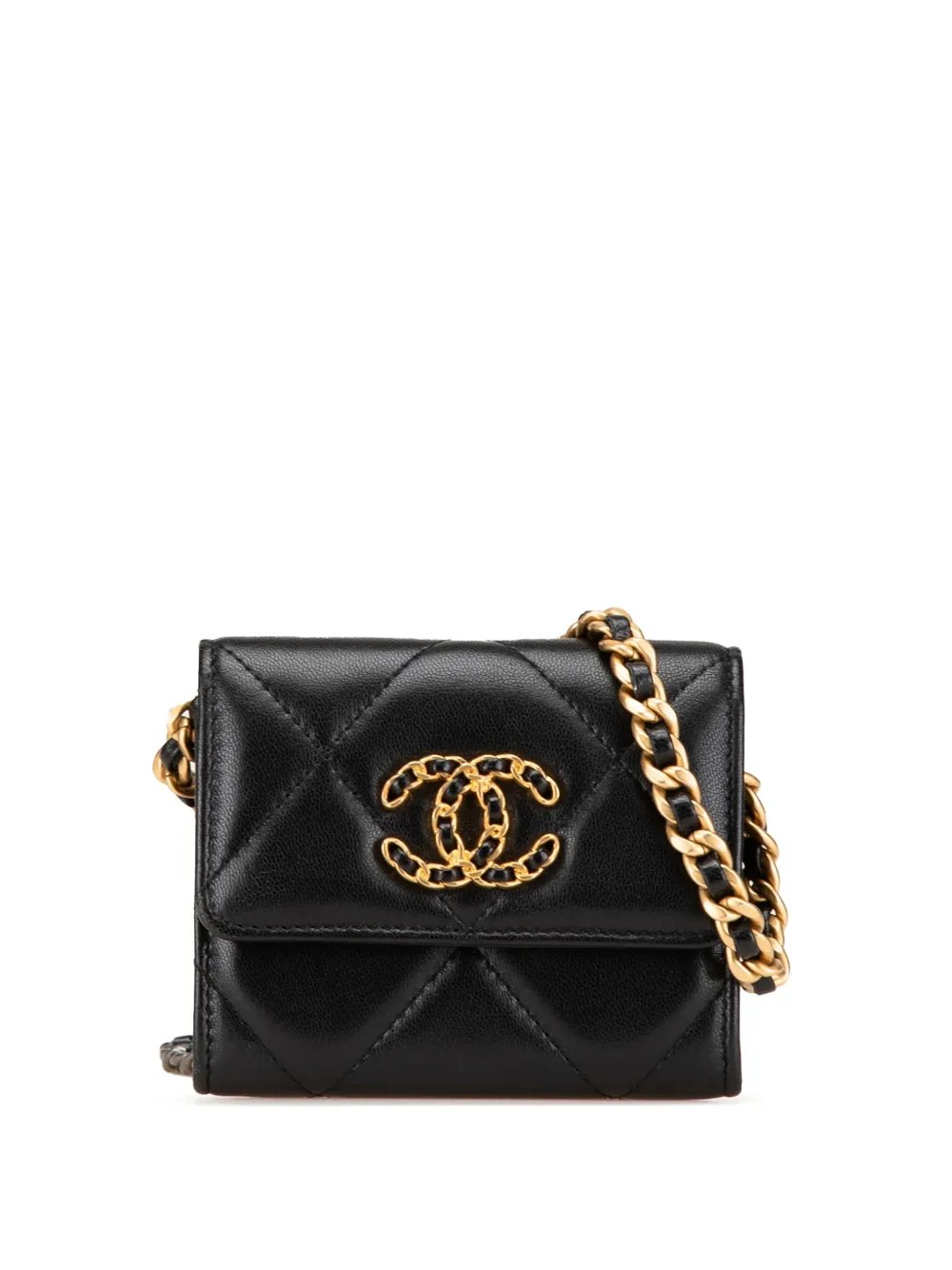 2020 Quilted Lambskin Chanel 19 Card Holder On Chain crossbody bag