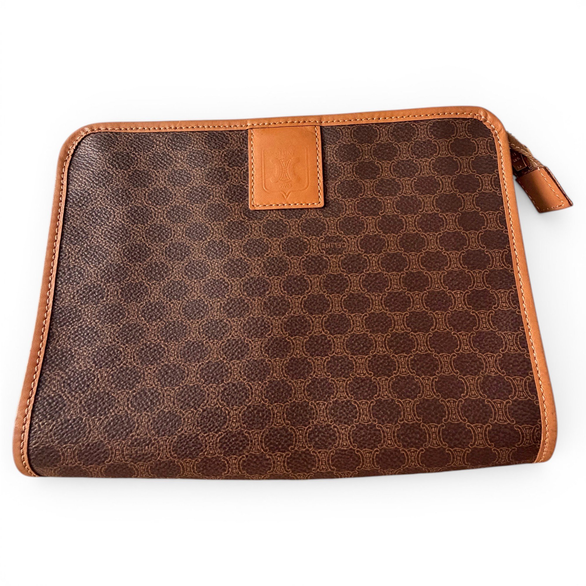 Celine Triomphe Vintage leather clutch bag