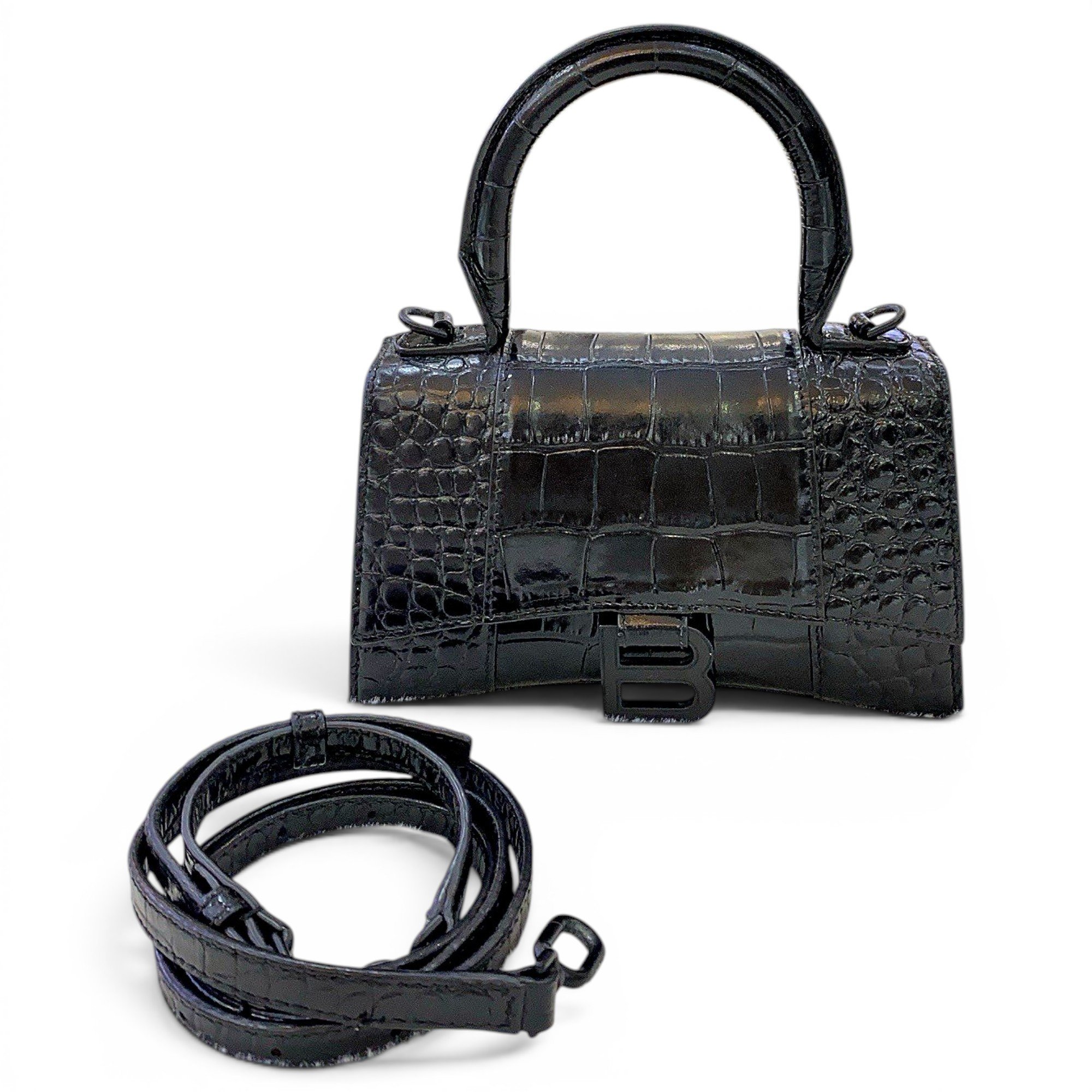 Hourglass leather handbag