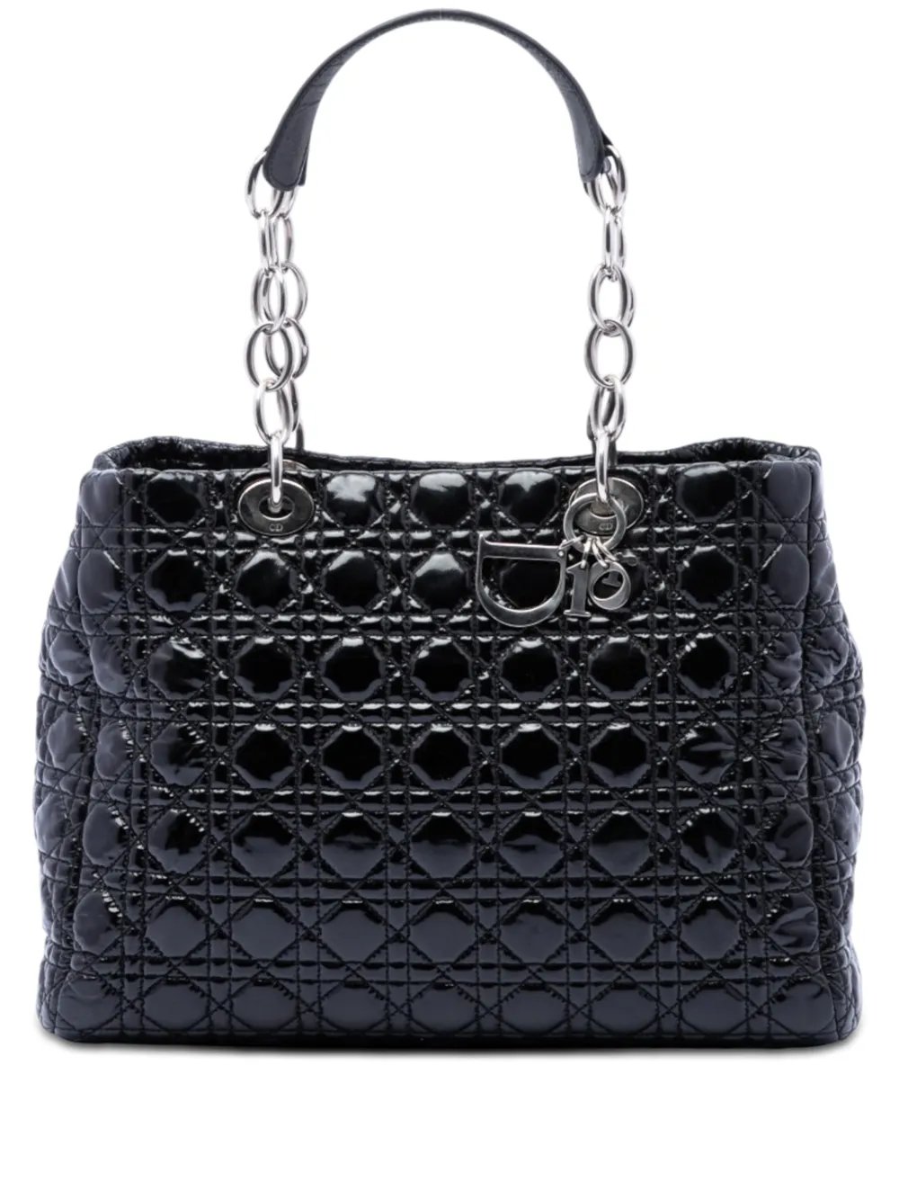 2012 Large Patent Cannage Lady Dior Soft Shopping tote bag